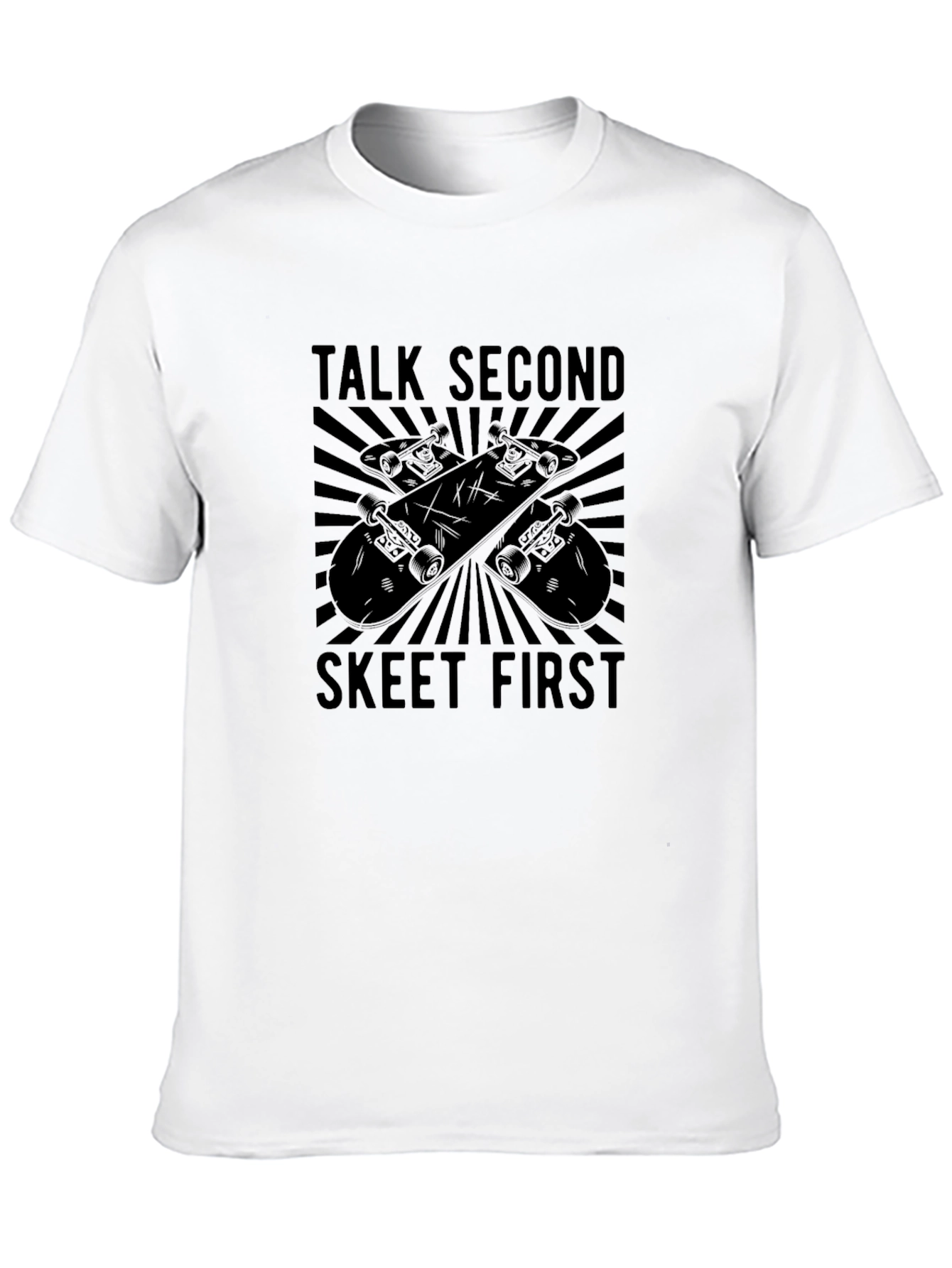 Talk Second Skeet First Black Graphic T-Shirt