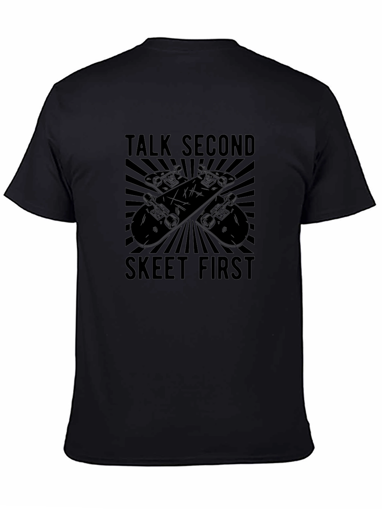 Talk Second Skeet First Black Graphic T-Shirt