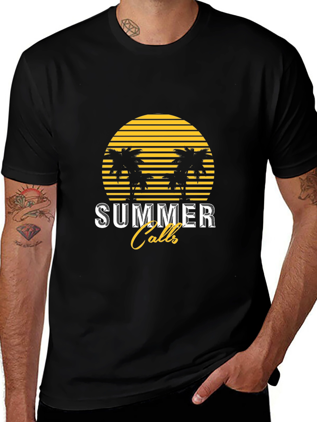 Summer Calls Graphic Tee - Black Cotton T-Shirt