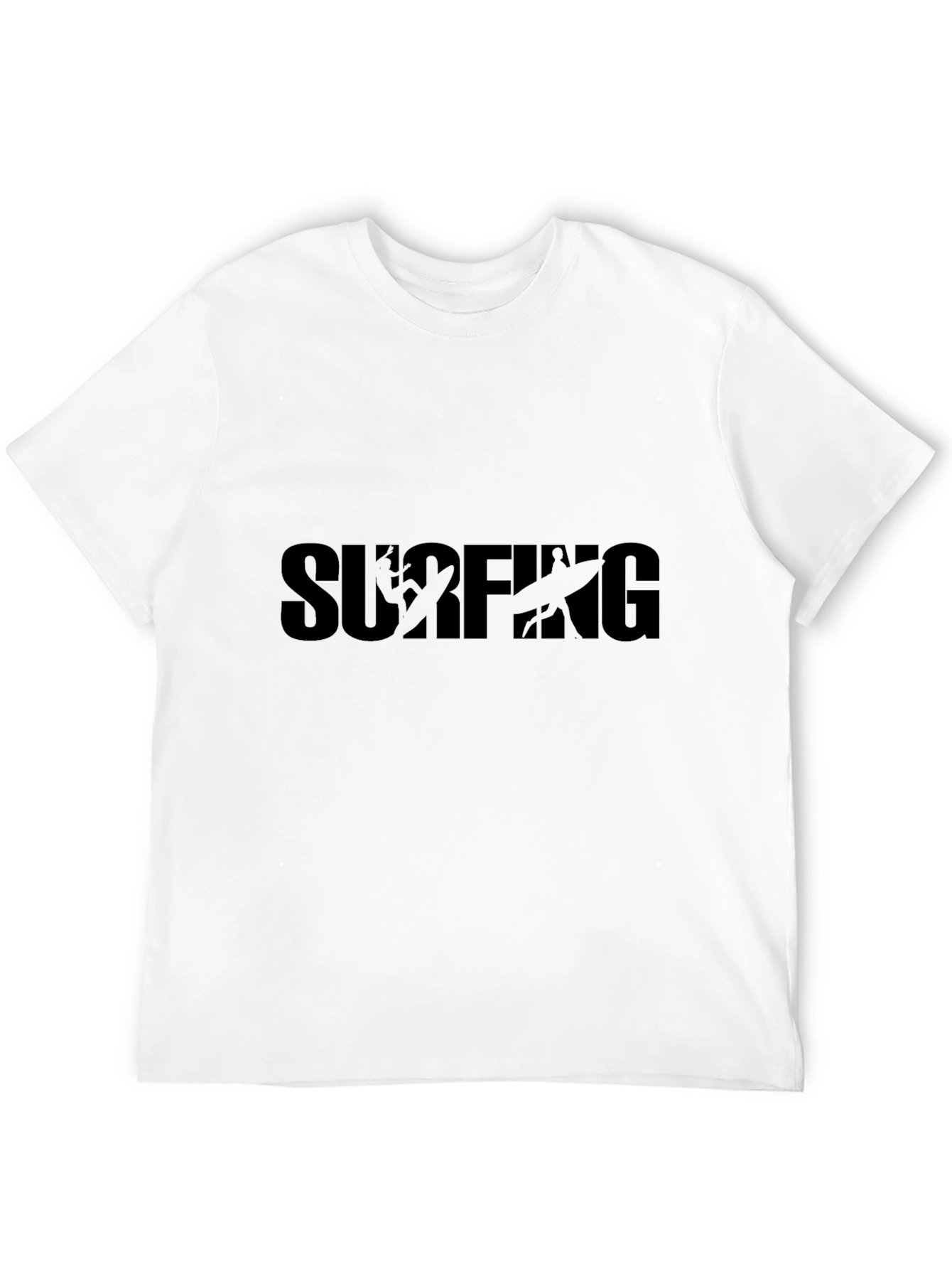 Surfing Graphic Tee - Black Cotton T-Shirt