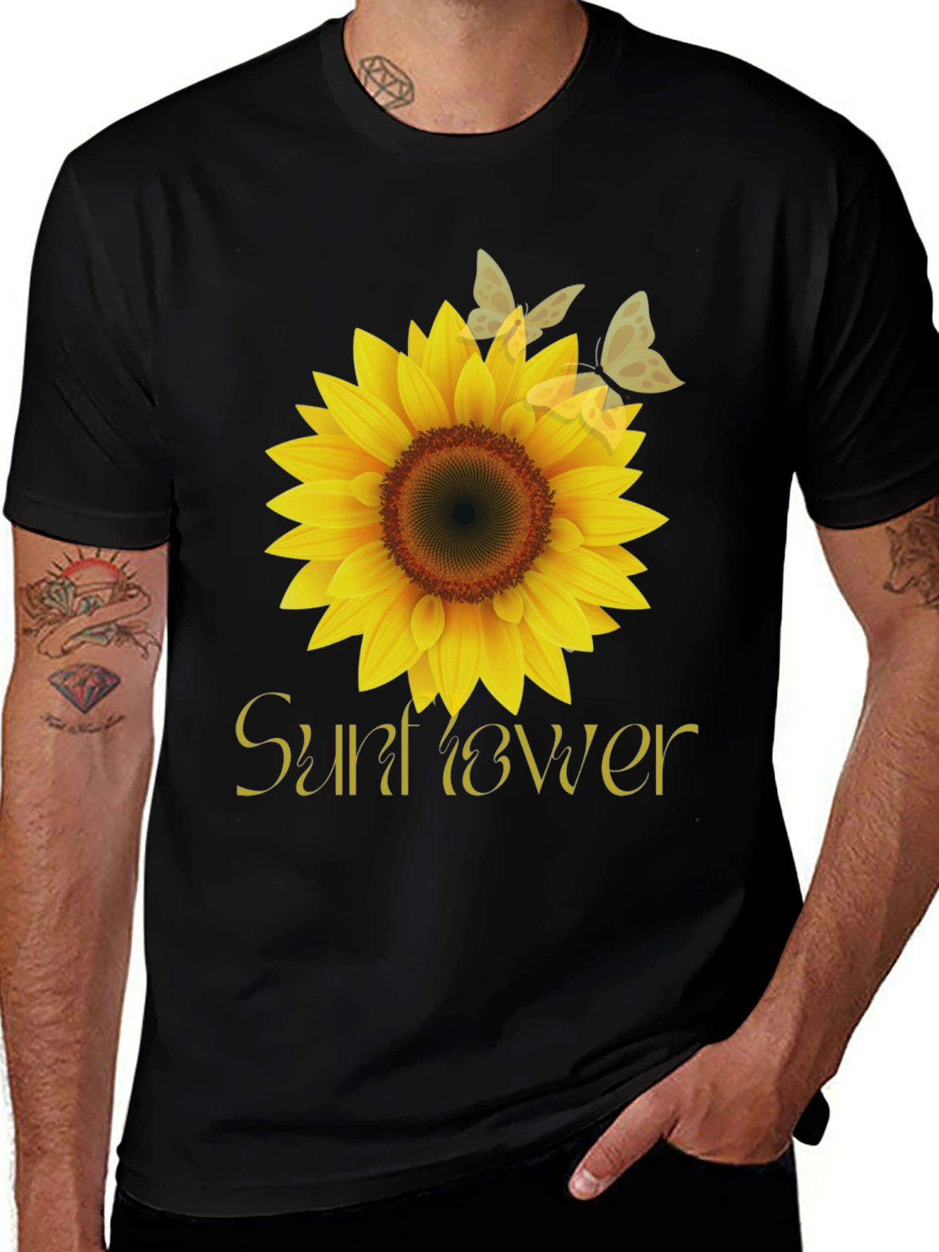 Sunflower Graphic Tee - Stylish Black T-Shirt