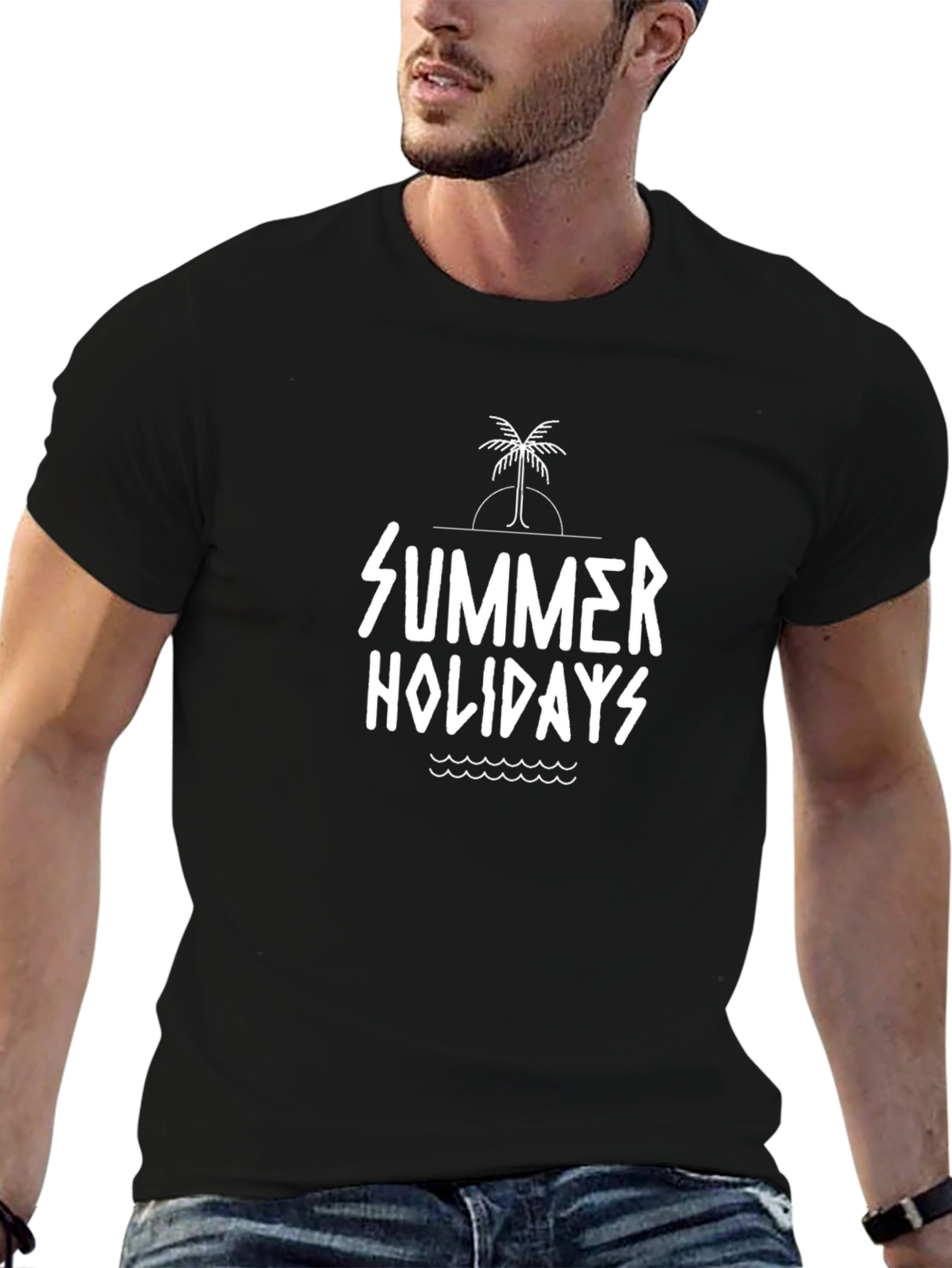 Summer Holidays Black T-Shirt