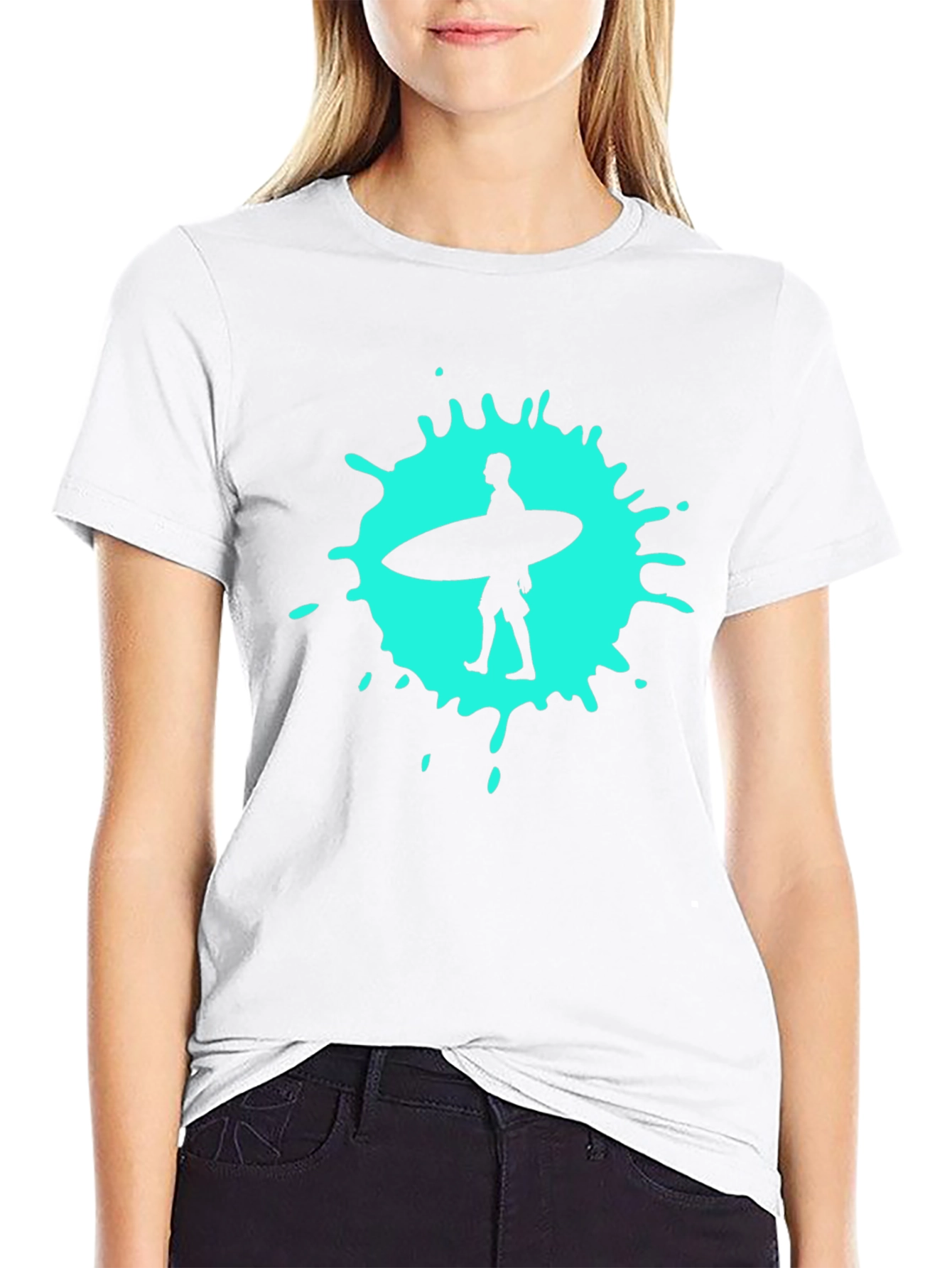 Surfer Splash Tee - Black Cotton T-Shirt