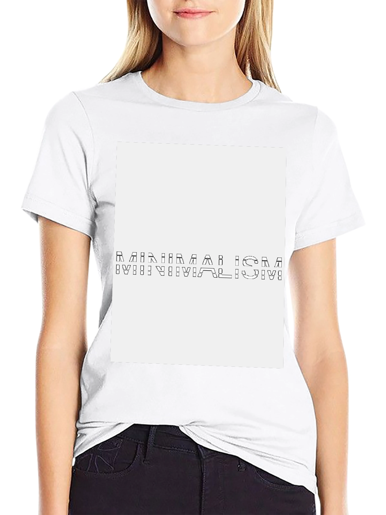 Abstract Black T-Shirt with White Panel