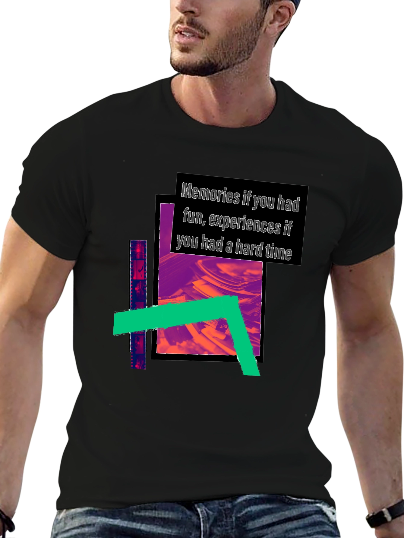 Abstract Graphic Print Black T-Shirt