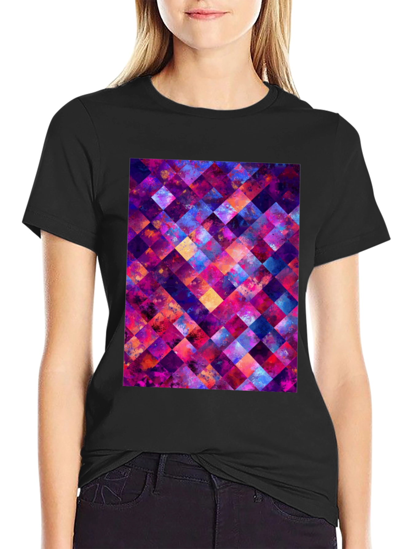 Abstract Geometric Squares Graphic T-Shirt