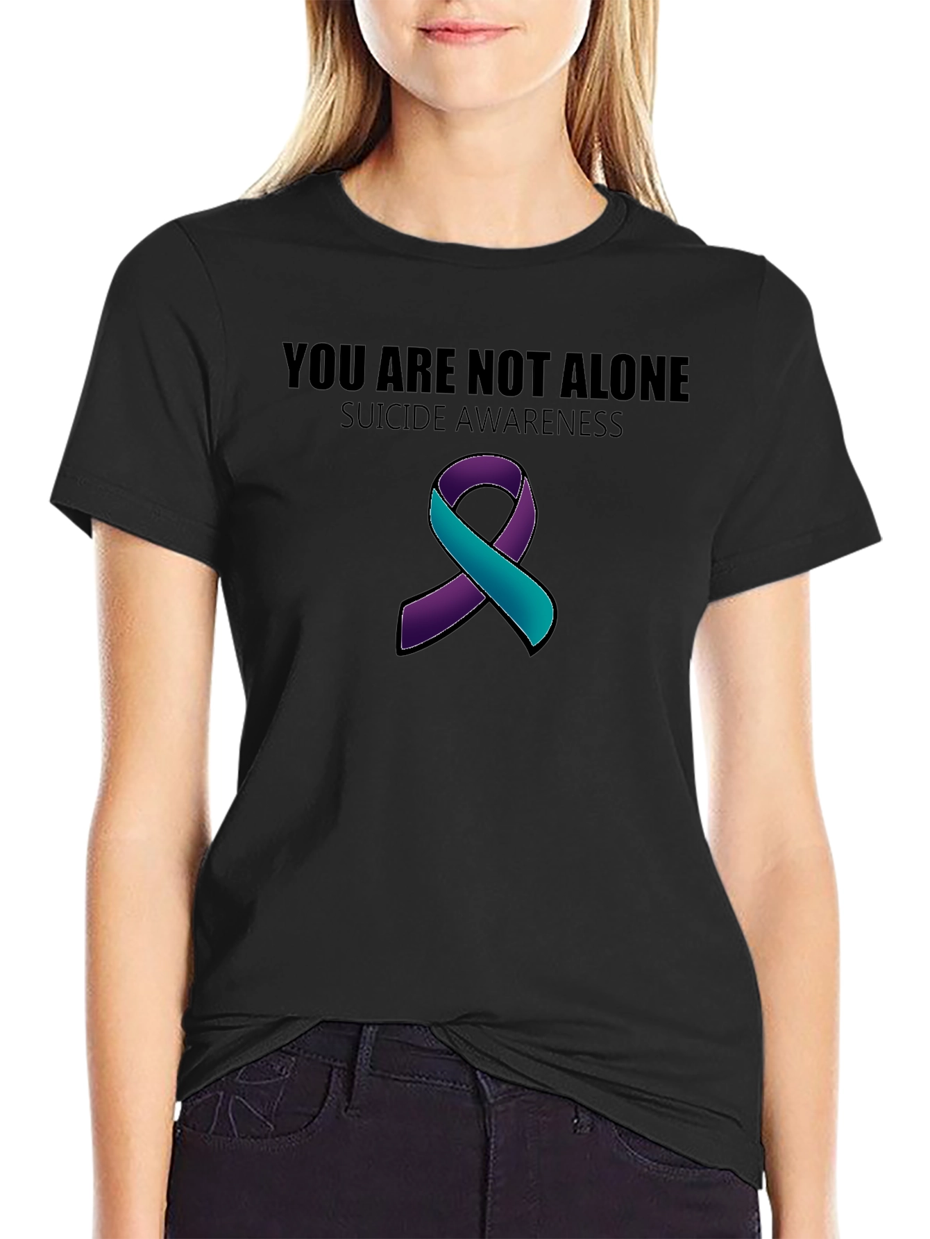 Suicide Awareness Ribbon T-Shirt - You Are Not Alone