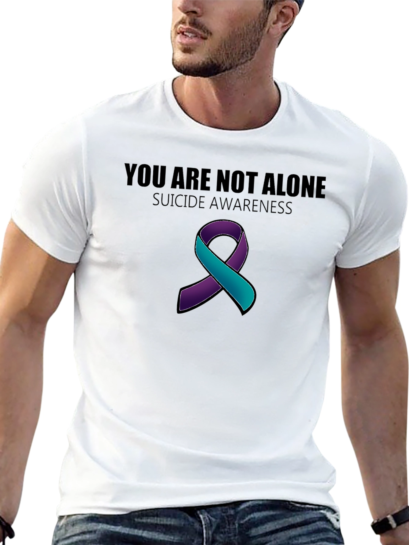 Suicide Awareness Ribbon T-Shirt - You Are Not Alone