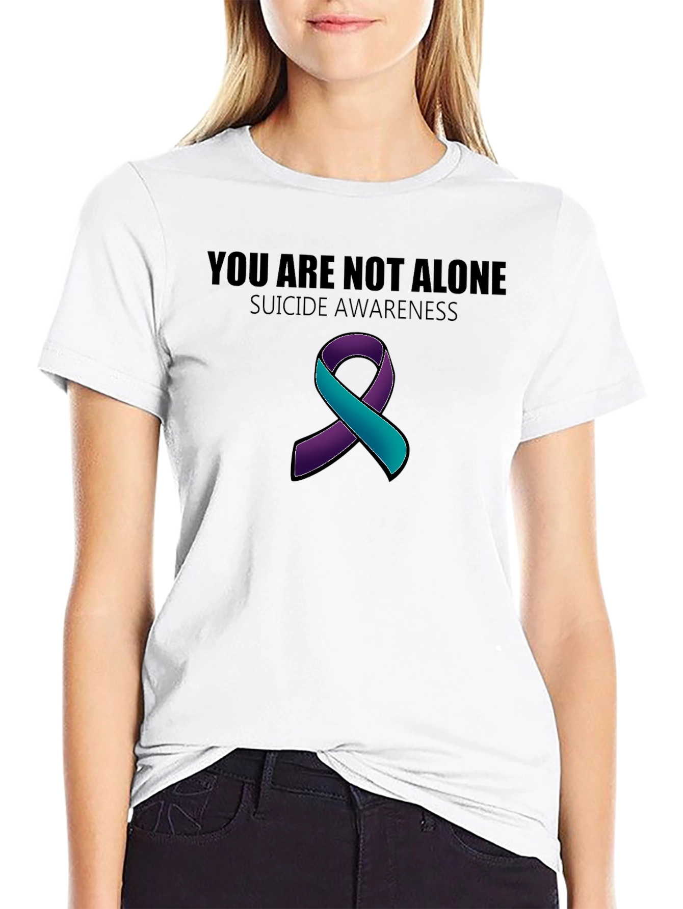 Suicide Awareness Ribbon T-Shirt - You Are Not Alone