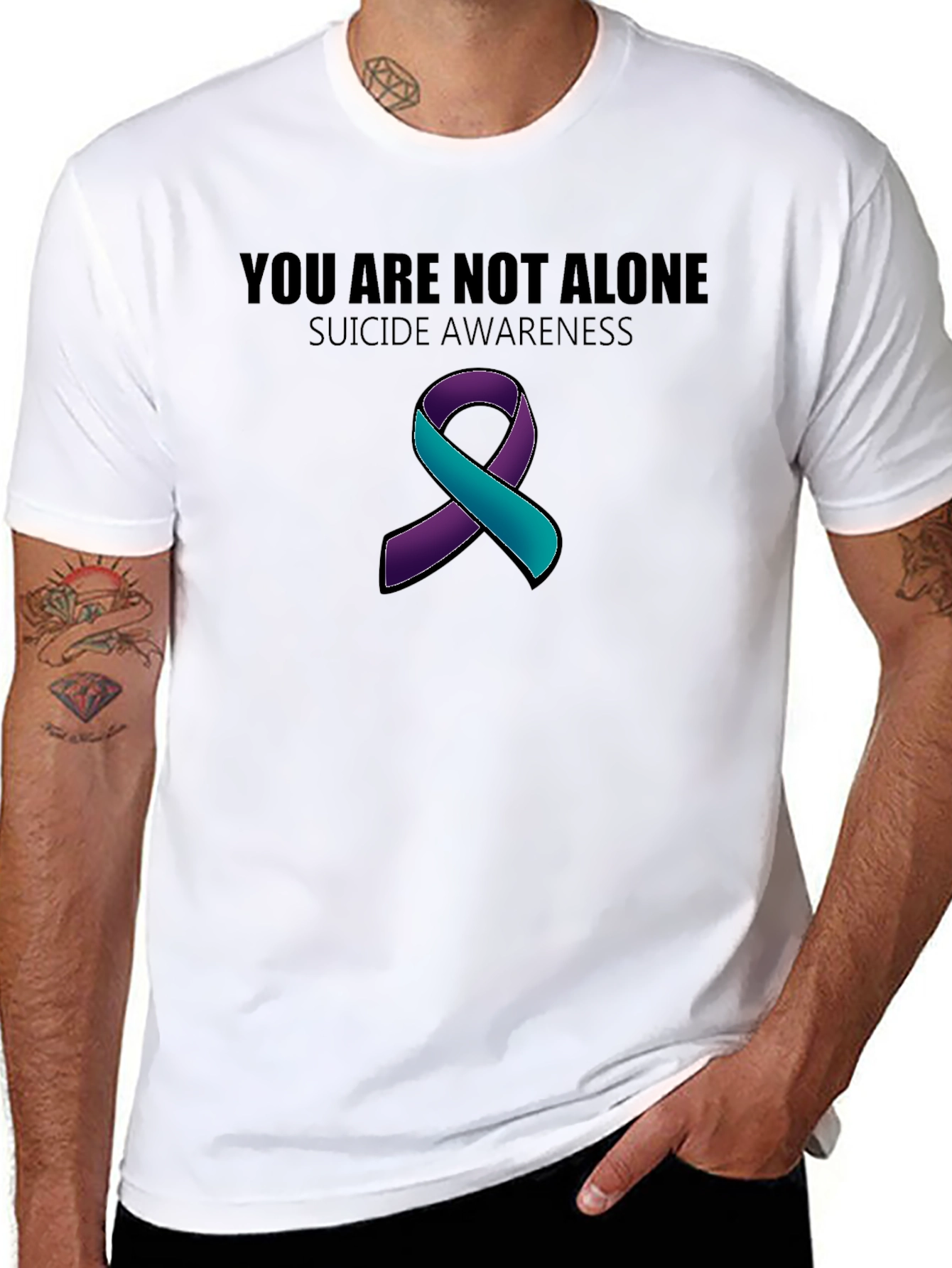 Suicide Awareness Ribbon T-Shirt - You Are Not Alone