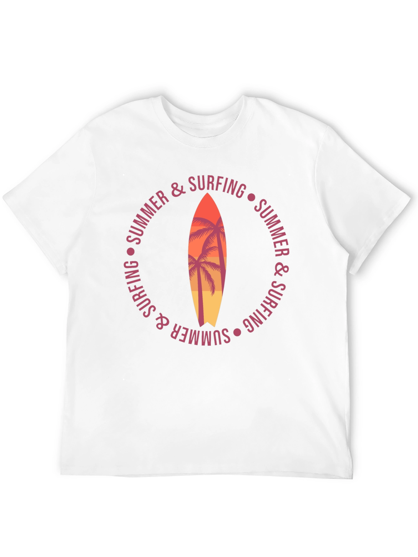 Summer Surfing Graphic T-Shirt Palm Tree Surfboard Tee