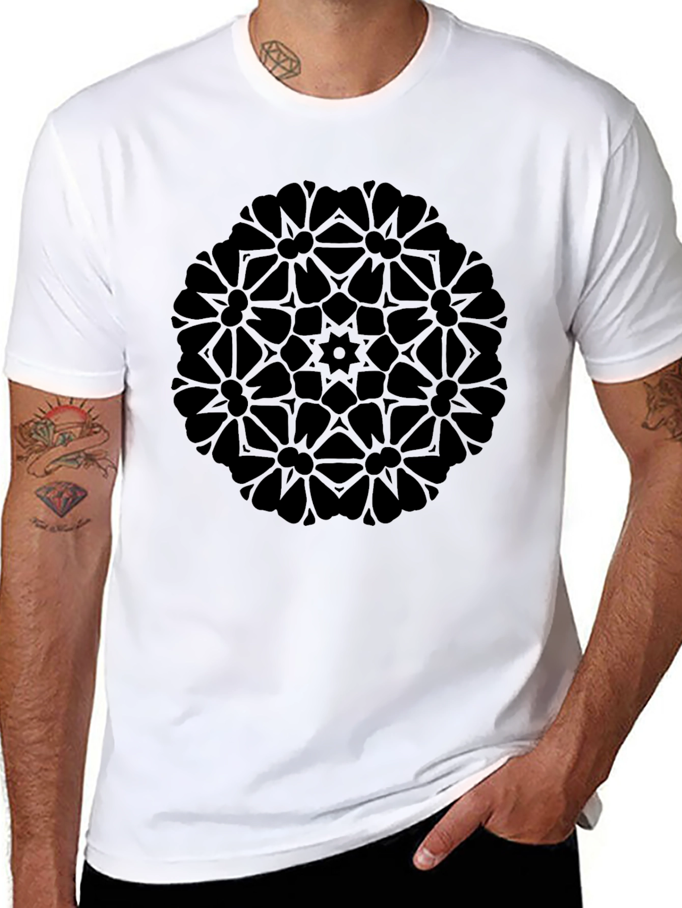 Abstract Mandala Black T-Shirt - Modern Graphic Tee
