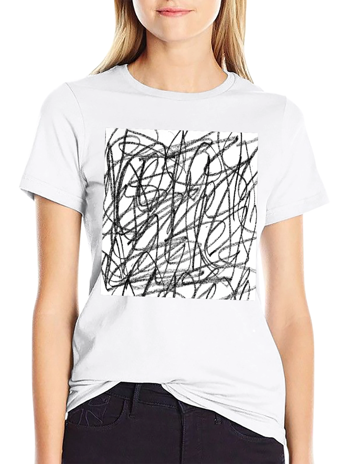 Abstract Lines Graphic Black Tee