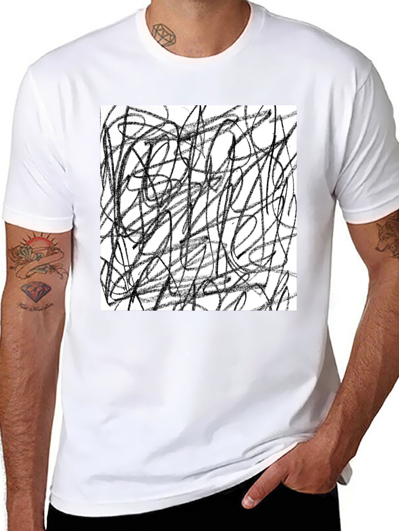 Abstract Lines Graphic Black Tee
