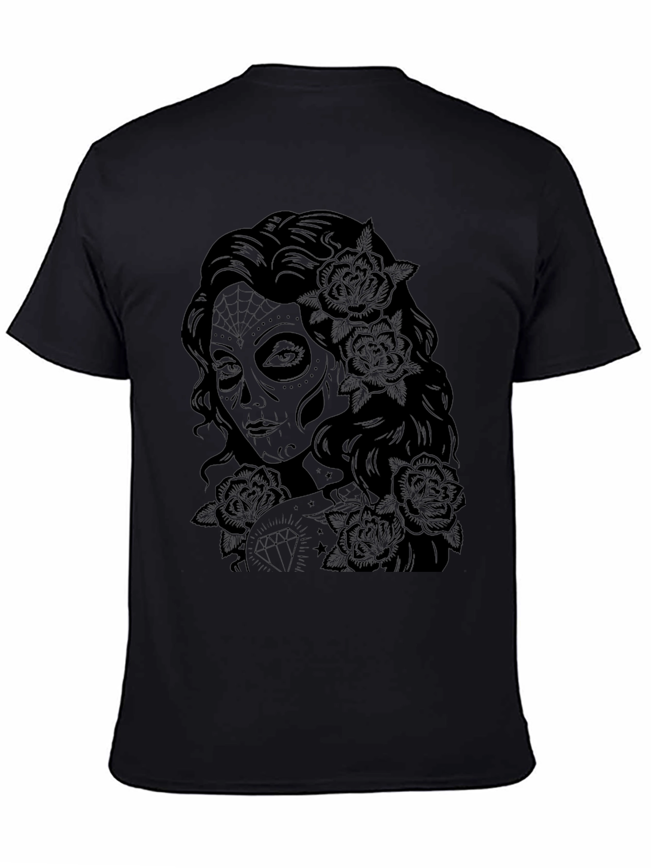 Sugar Skull Woman Graphic Tee - Black