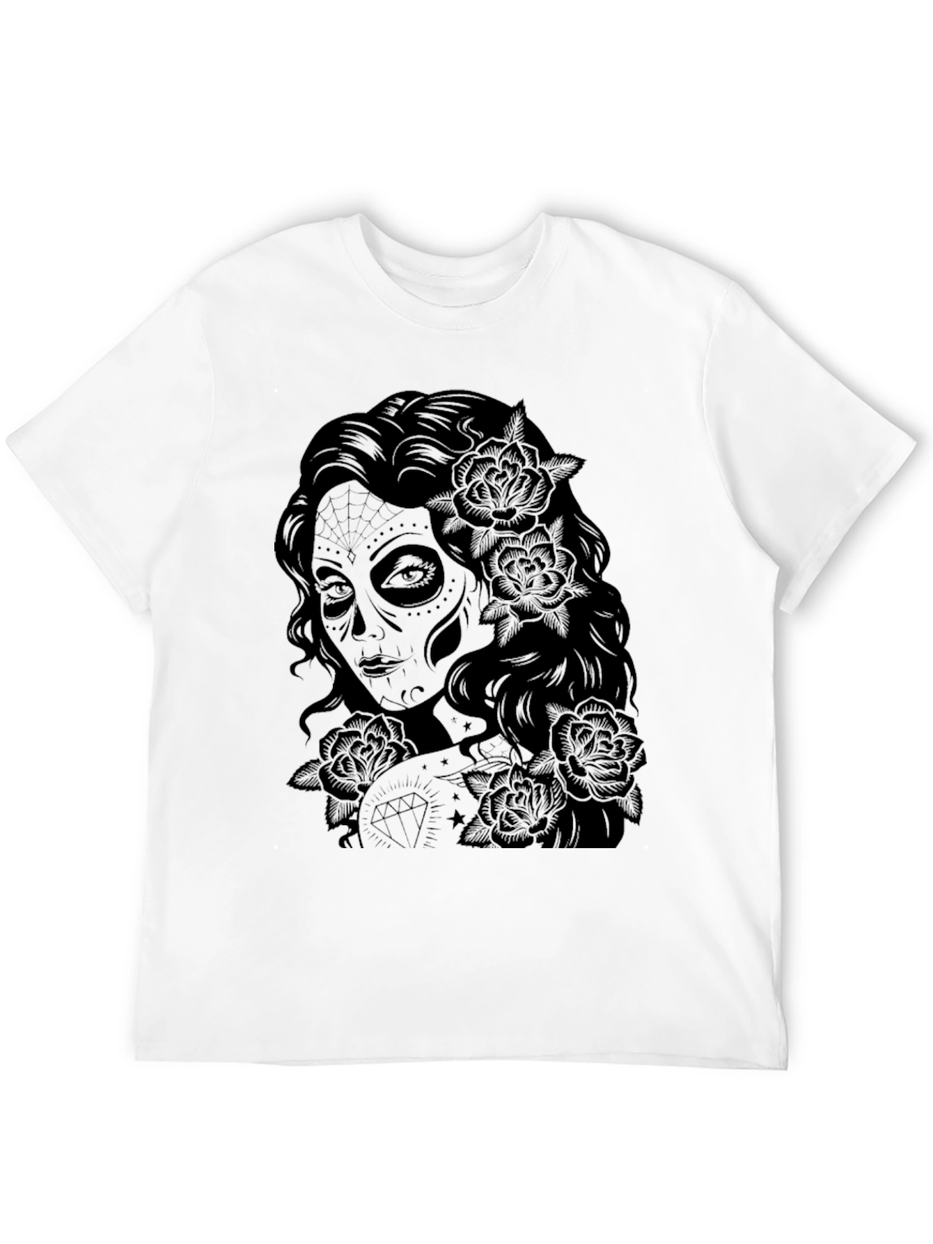 Sugar Skull Woman Graphic Tee - Black