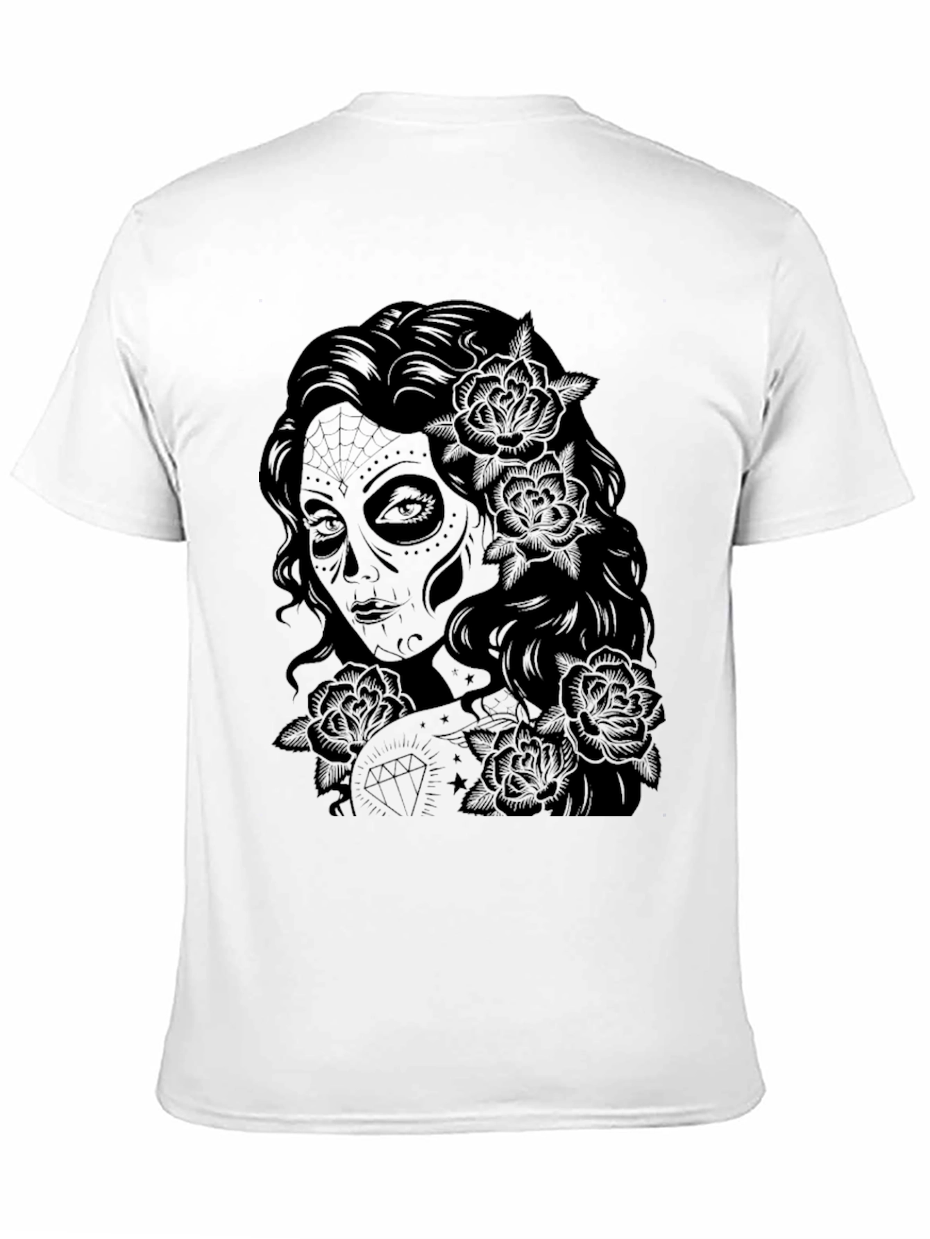 Sugar Skull Woman Graphic Tee - Black