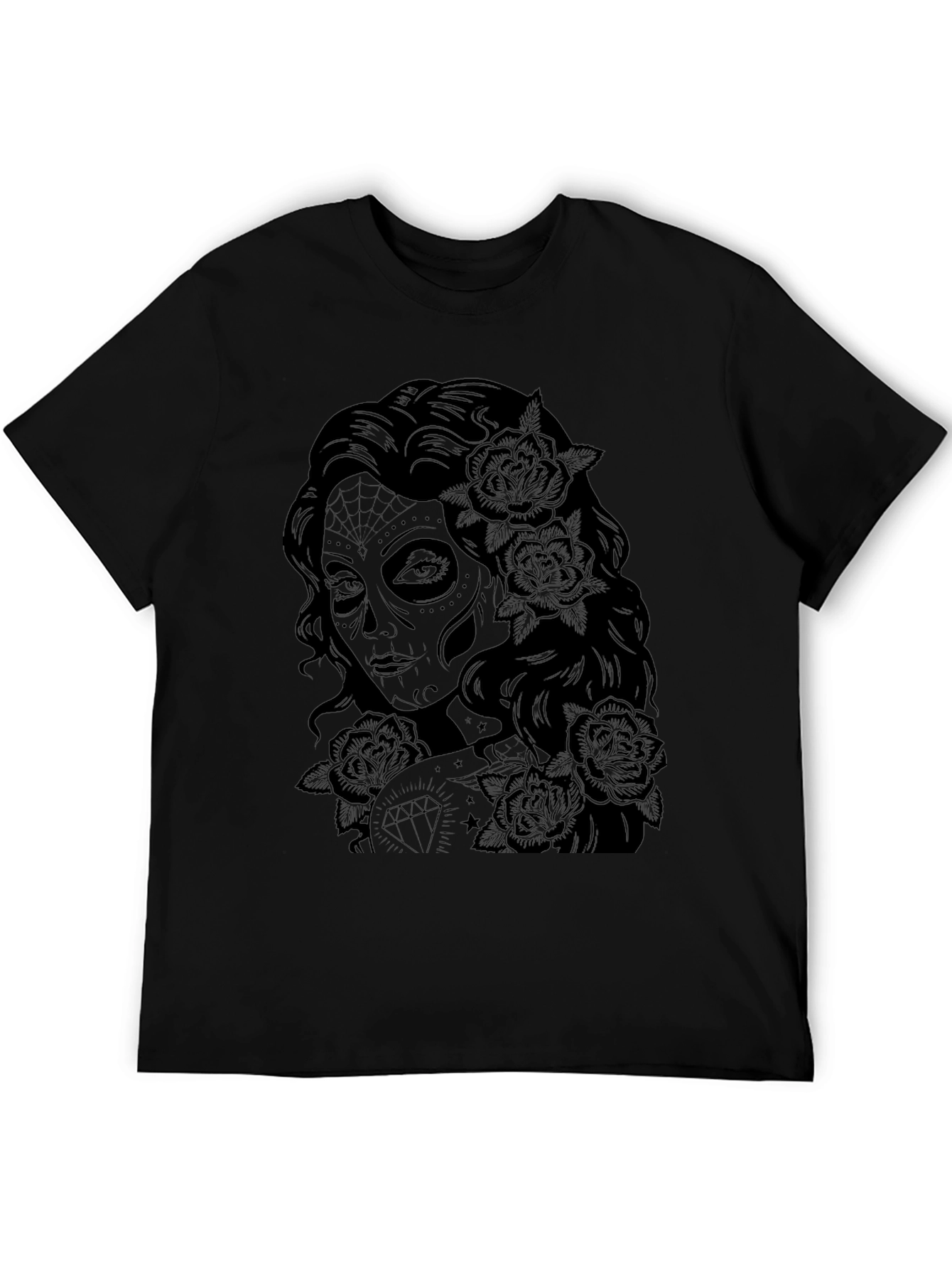 Sugar Skull Woman Graphic Tee - Black