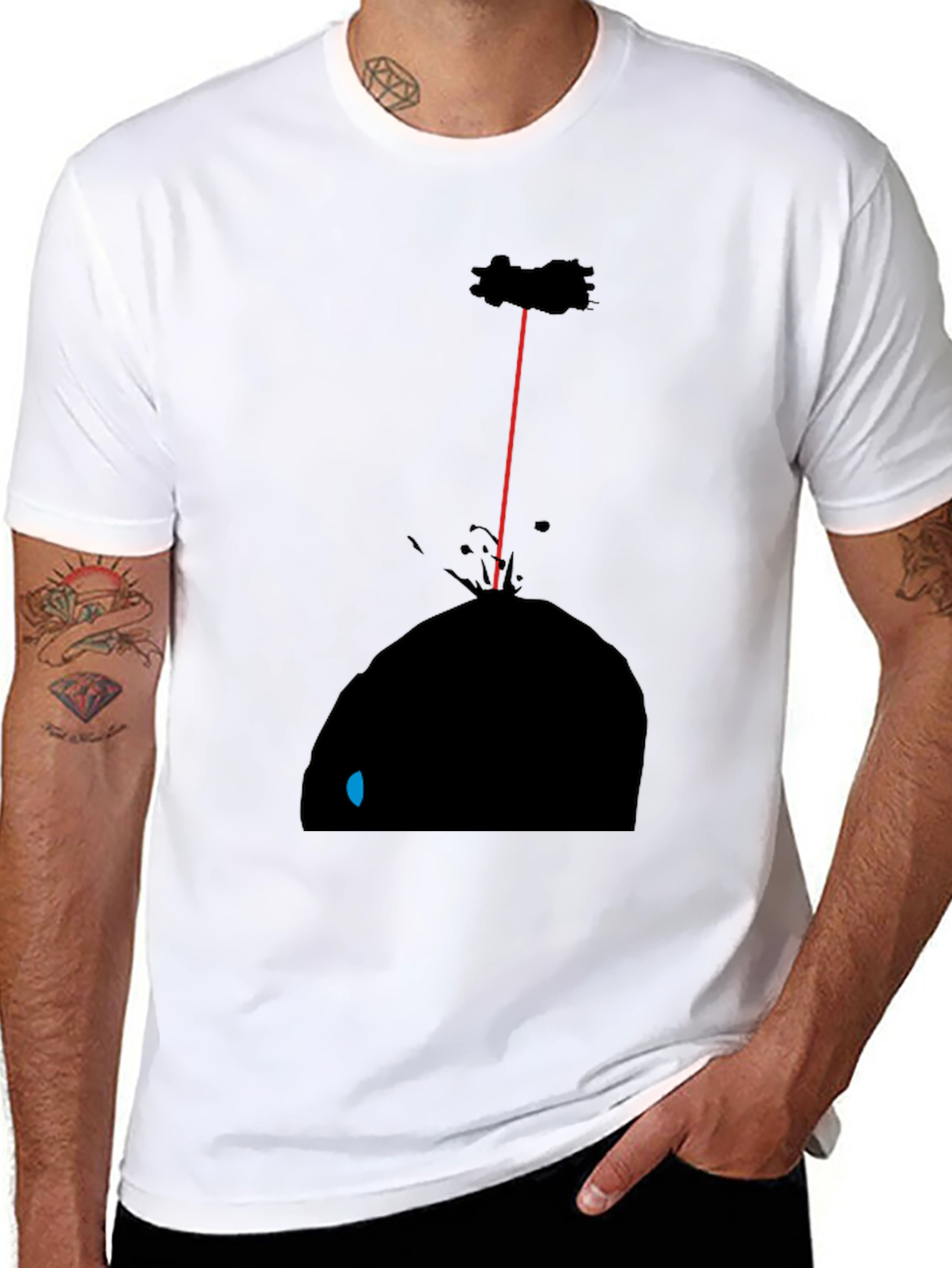 Abstract Black Graphic Tee - Artistic Laser Design