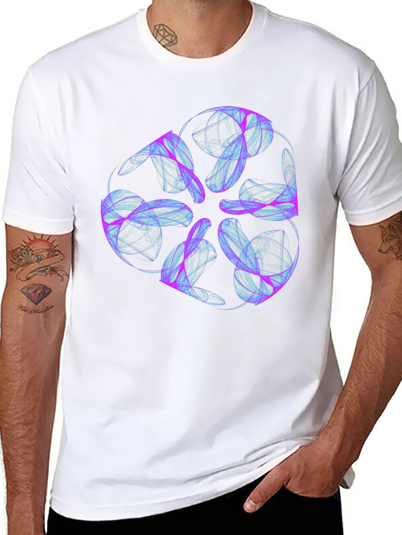 Abstract Swirl Graphic Tee - Black Casual T-Shirt