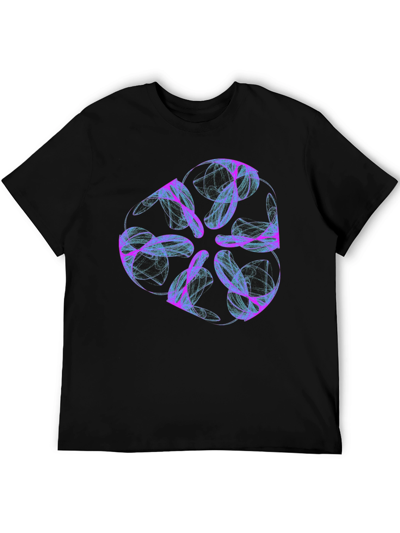 Abstract Swirl Graphic Tee - Black Casual T-Shirt