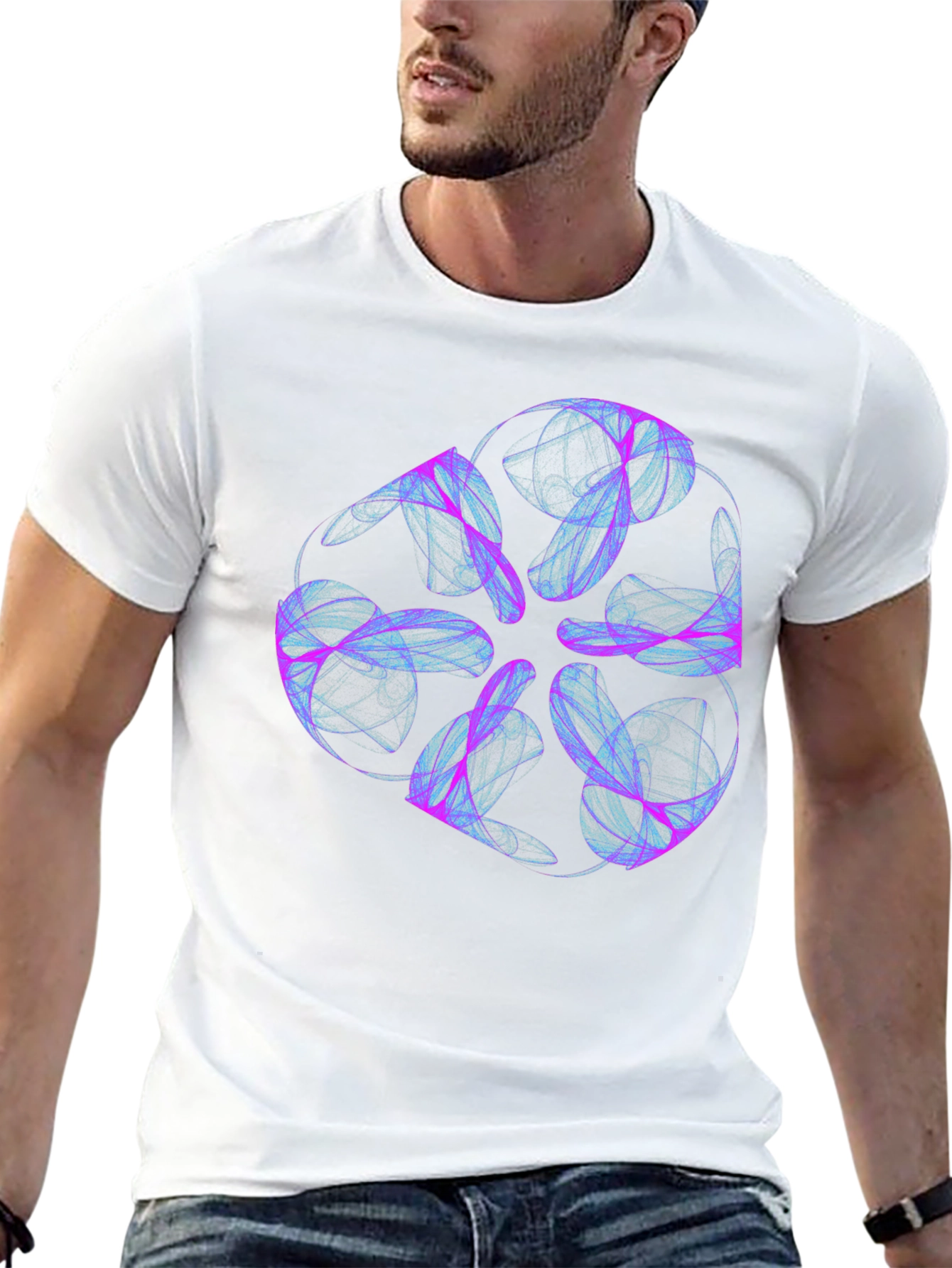 Abstract Swirl Graphic Tee - Black Casual T-Shirt