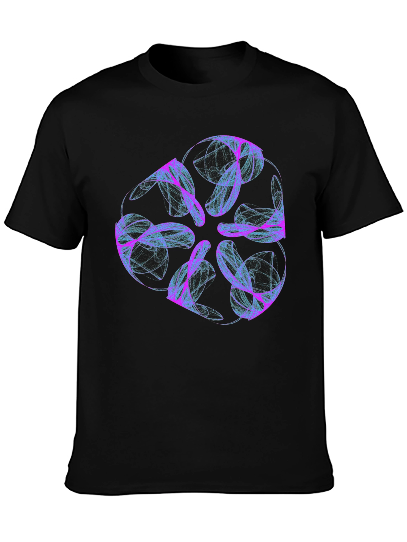 Abstract Swirl Graphic Tee - Black Casual T-Shirt