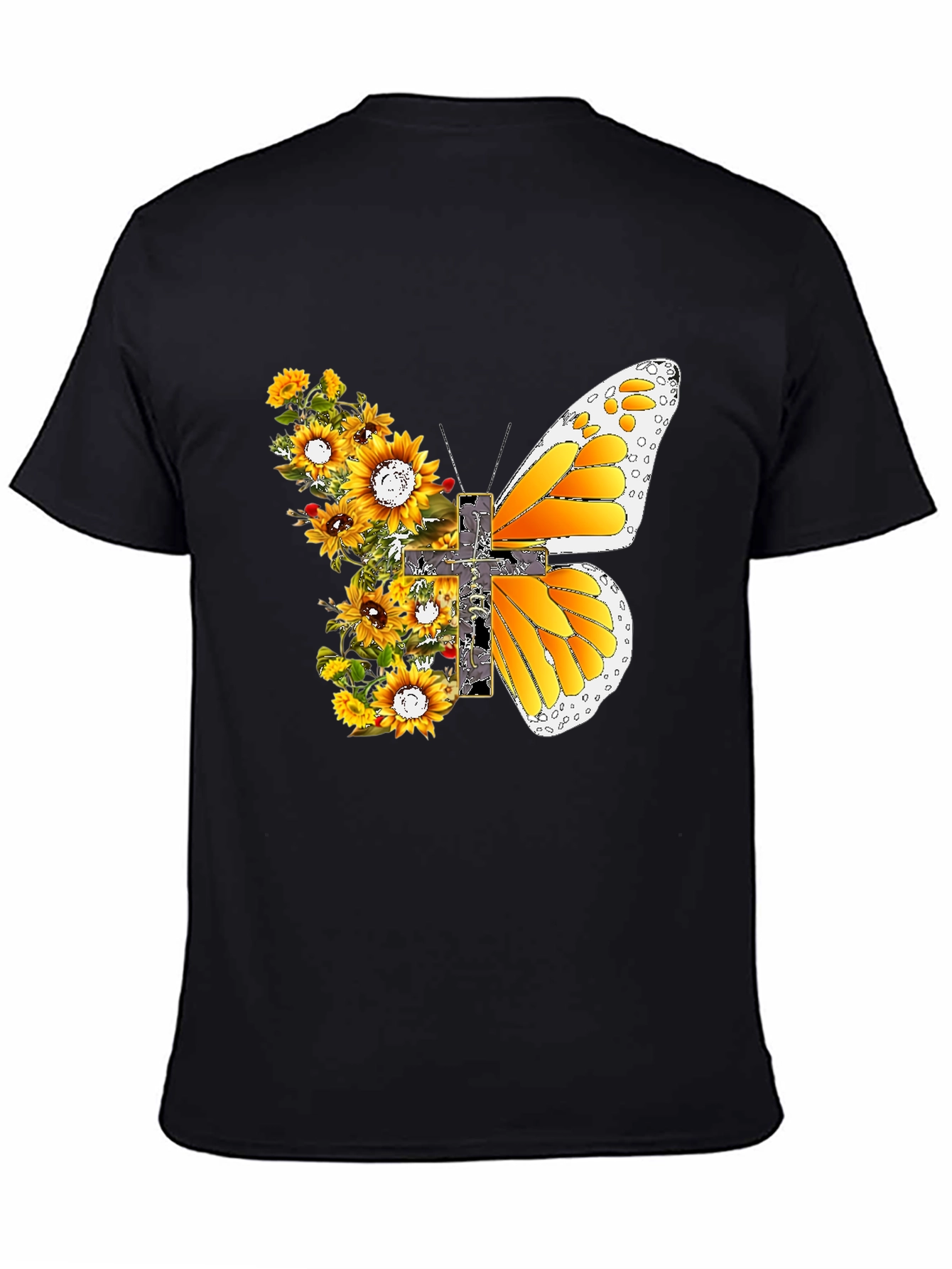 Sunflower Butterfly Cross T-Shirt