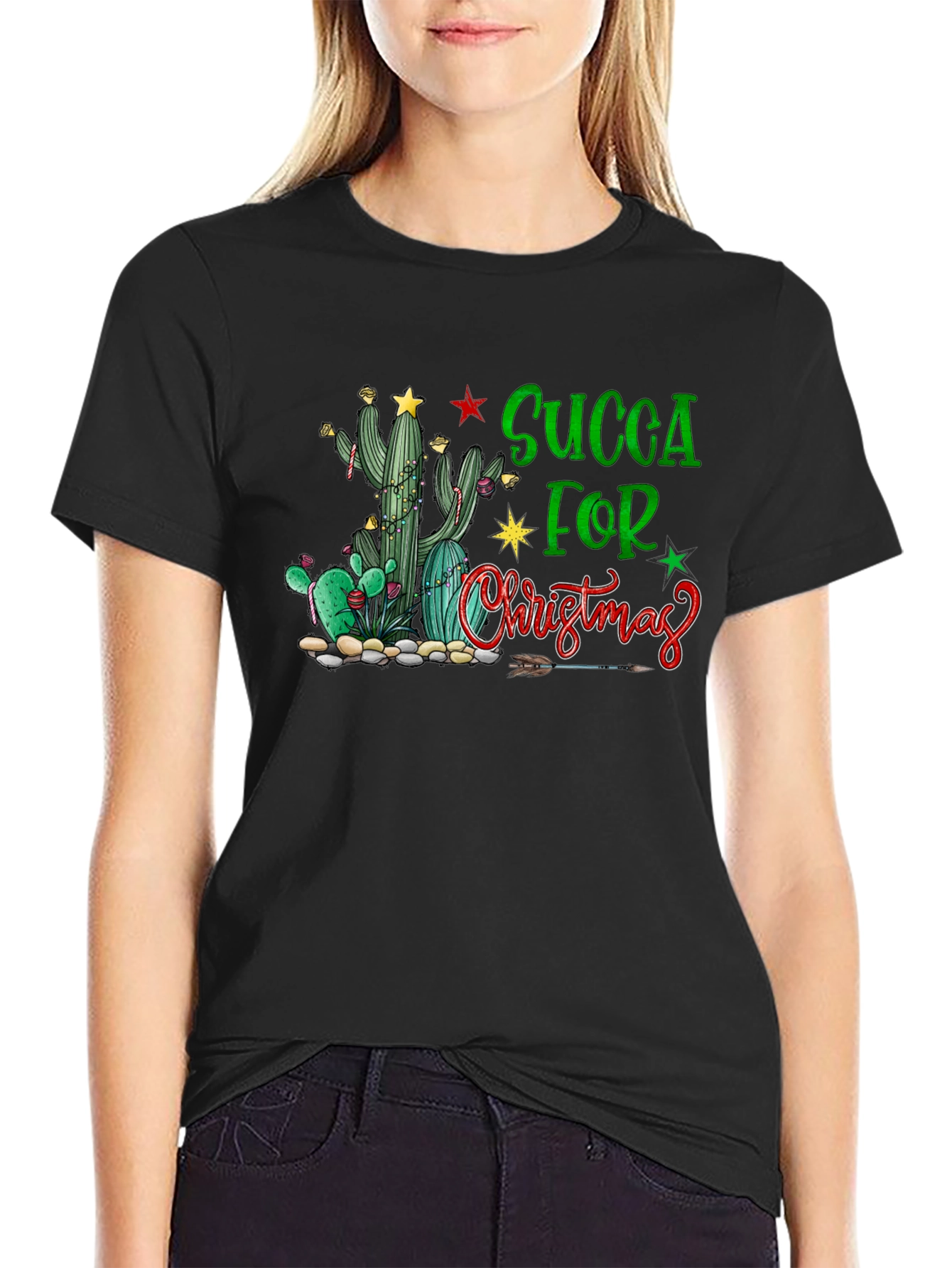 Succa For Christmas T-Shirt - Cactus Holiday Tee