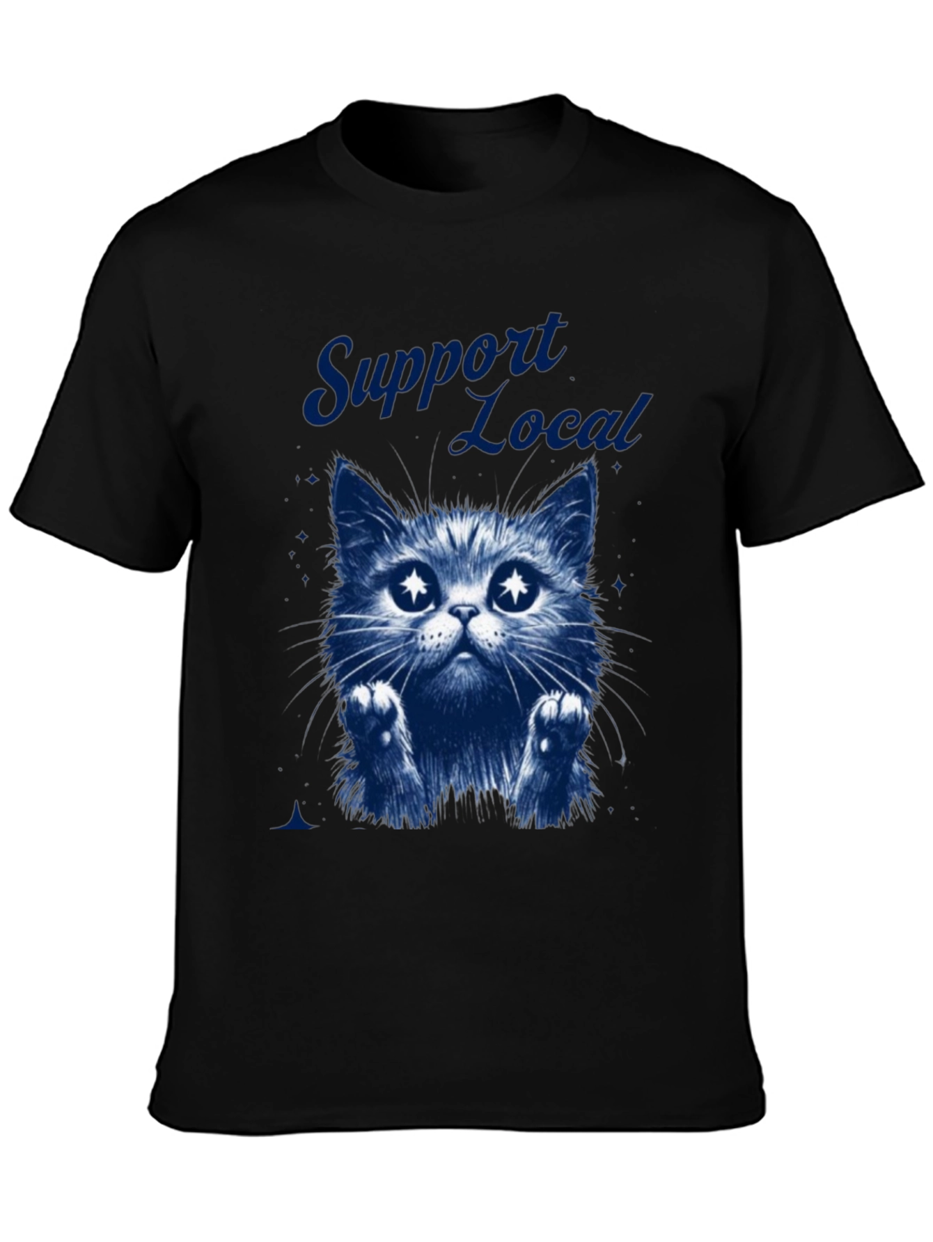 Support Local Cat Graphic T-Shirt - Black