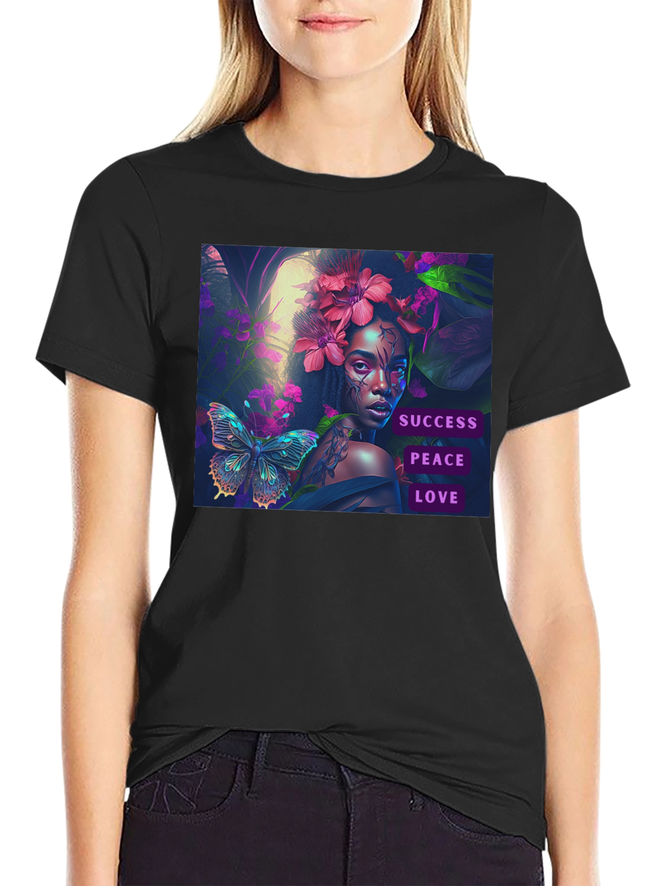 Success Peace Love Black T-Shirt