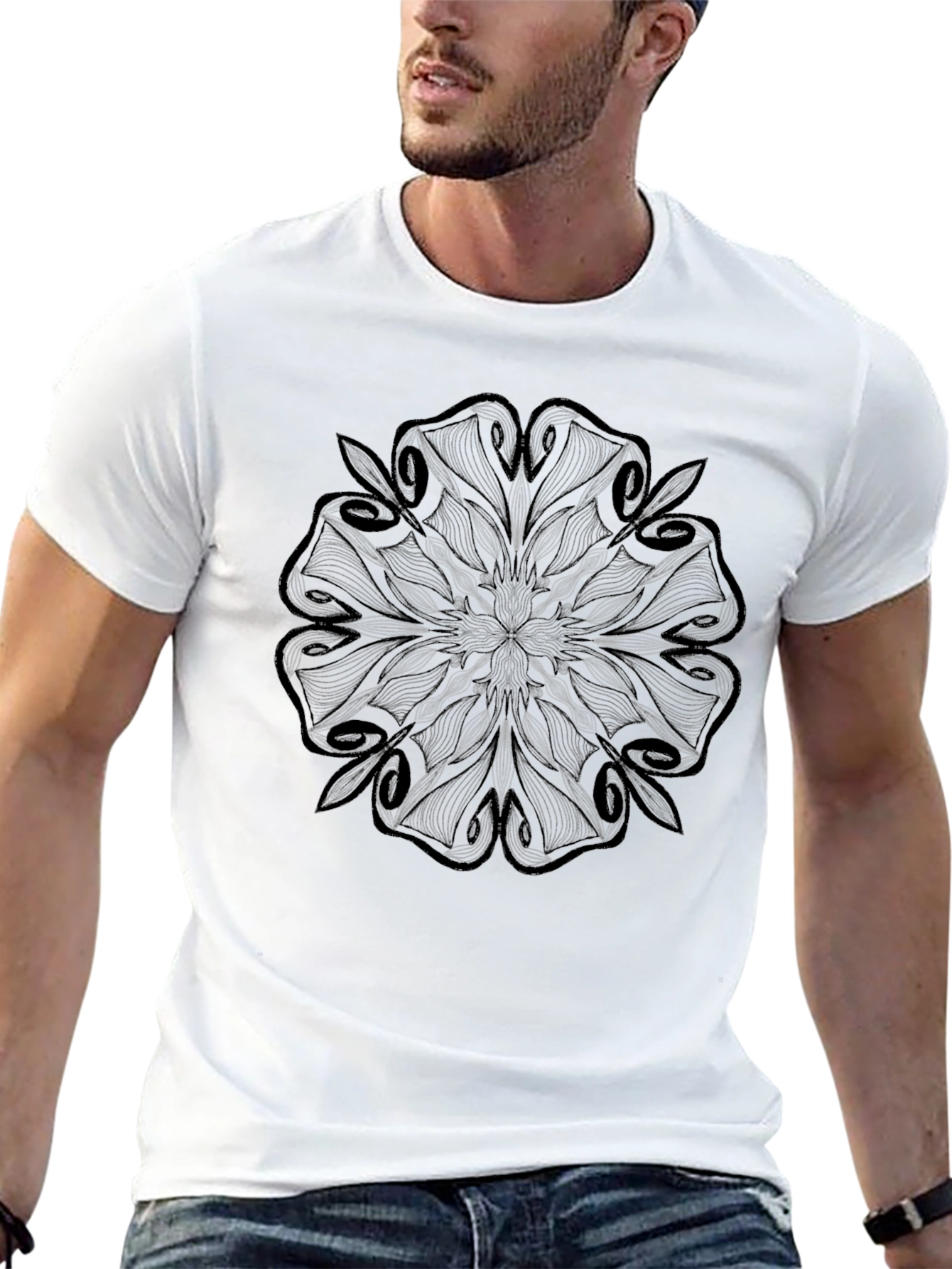 Abstract Floral Graphic Black T-Shirt