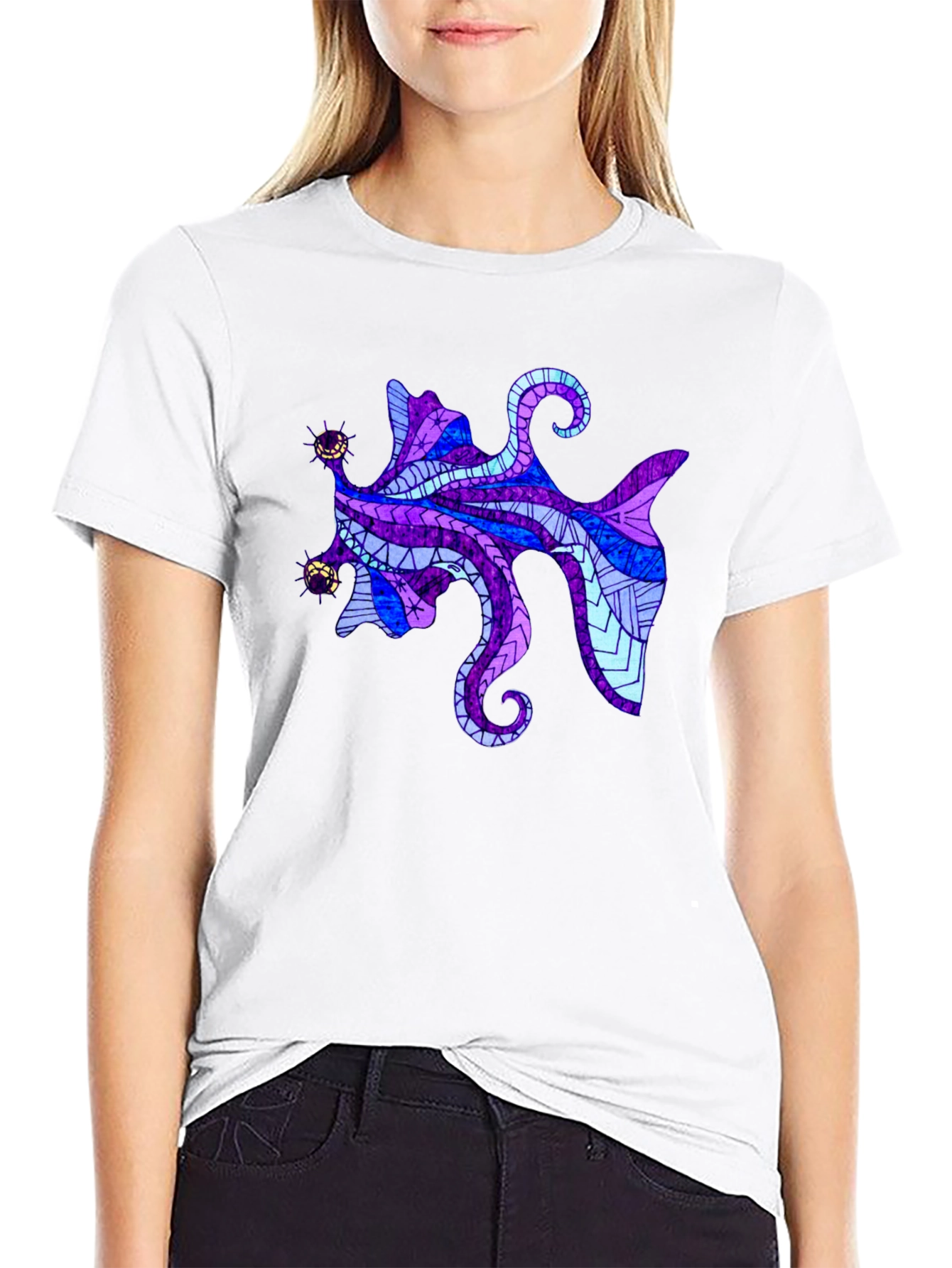 Abstract Octopus Graphic Tee - Mens Black T-Shirt
