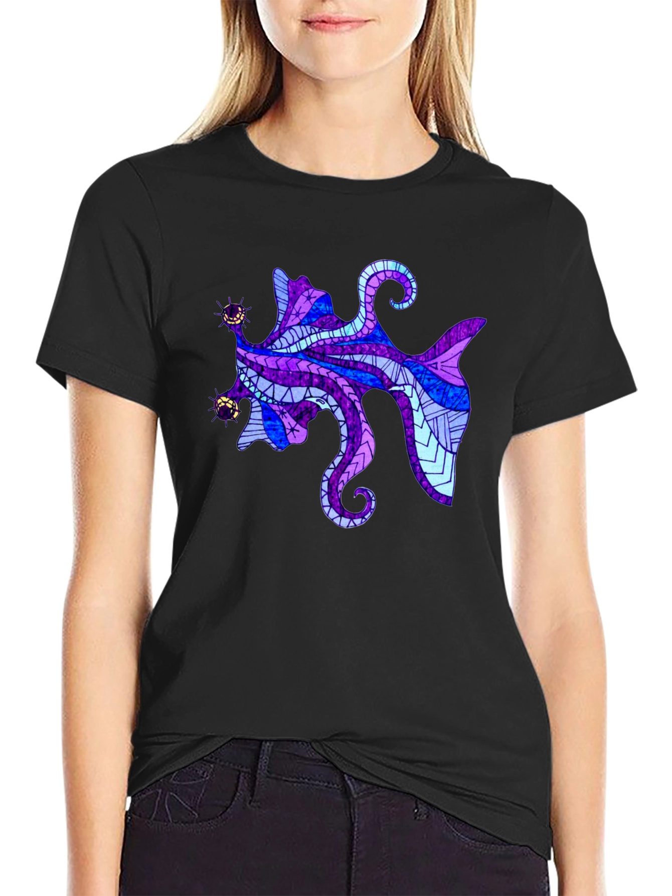Abstract Octopus Graphic Tee - Mens Black T-Shirt