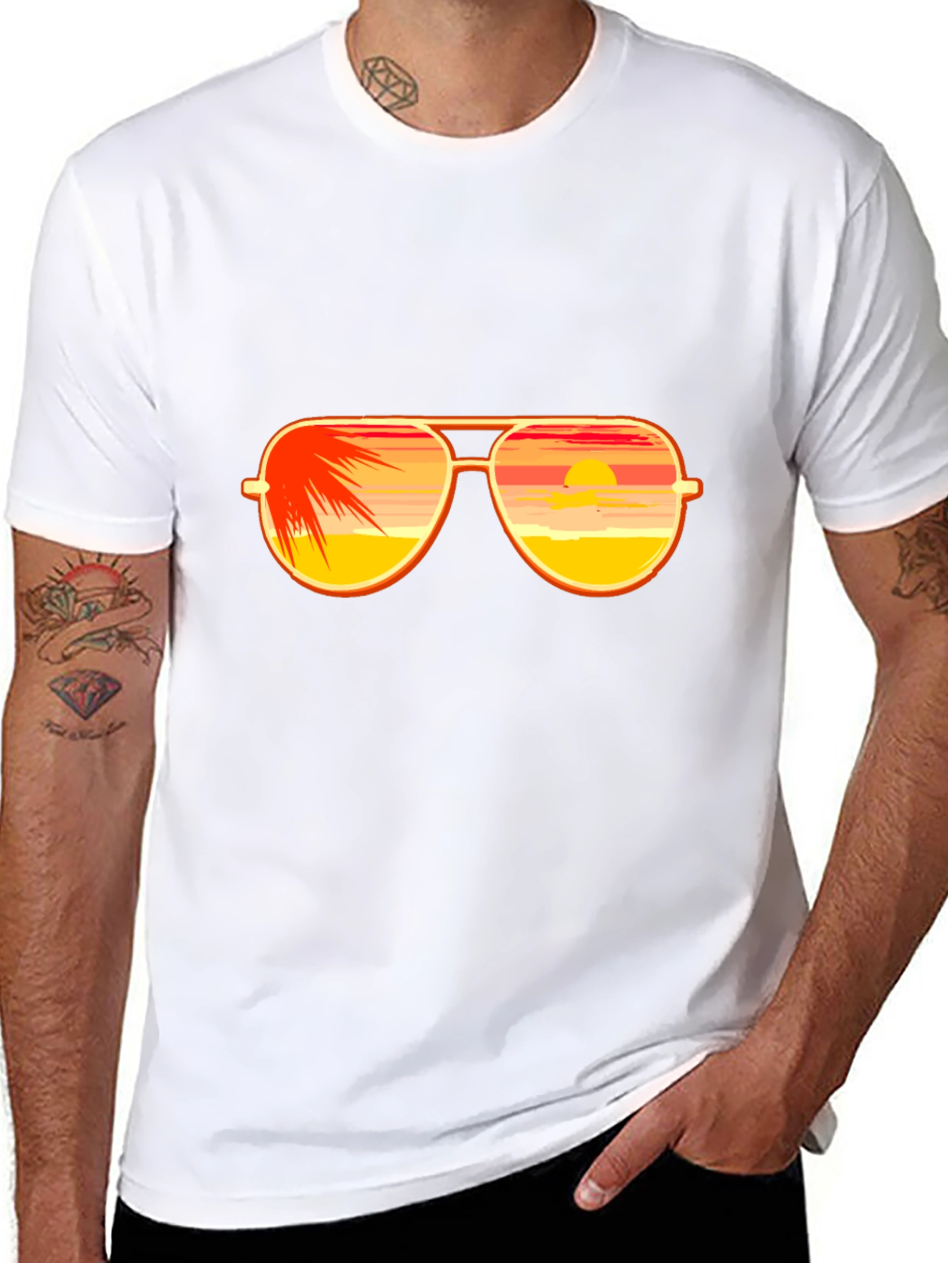 Sunset Sunglasses Graphic T-Shirt - Black Cotton Tee