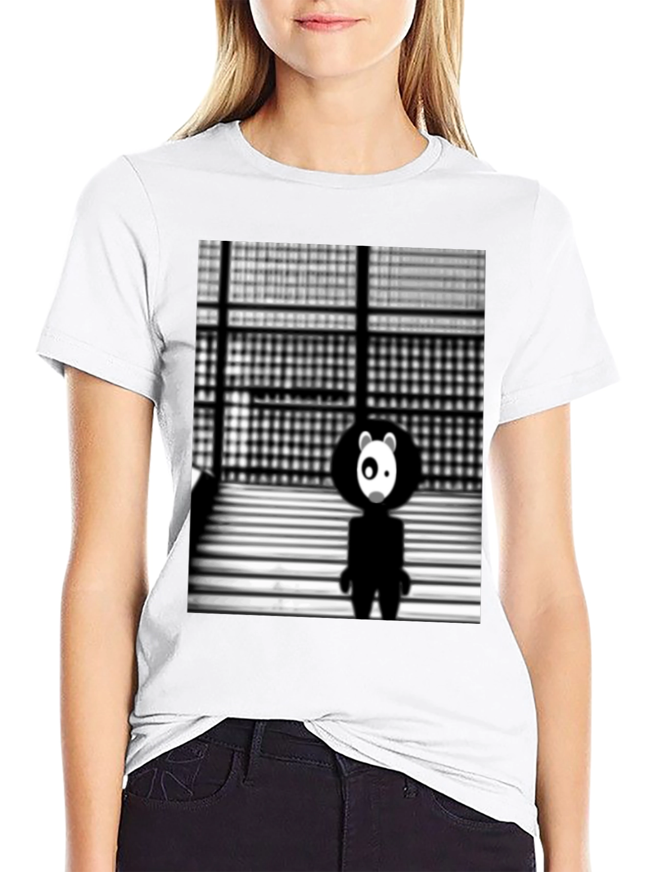 Abstract Panda Graphic Black T-Shirt