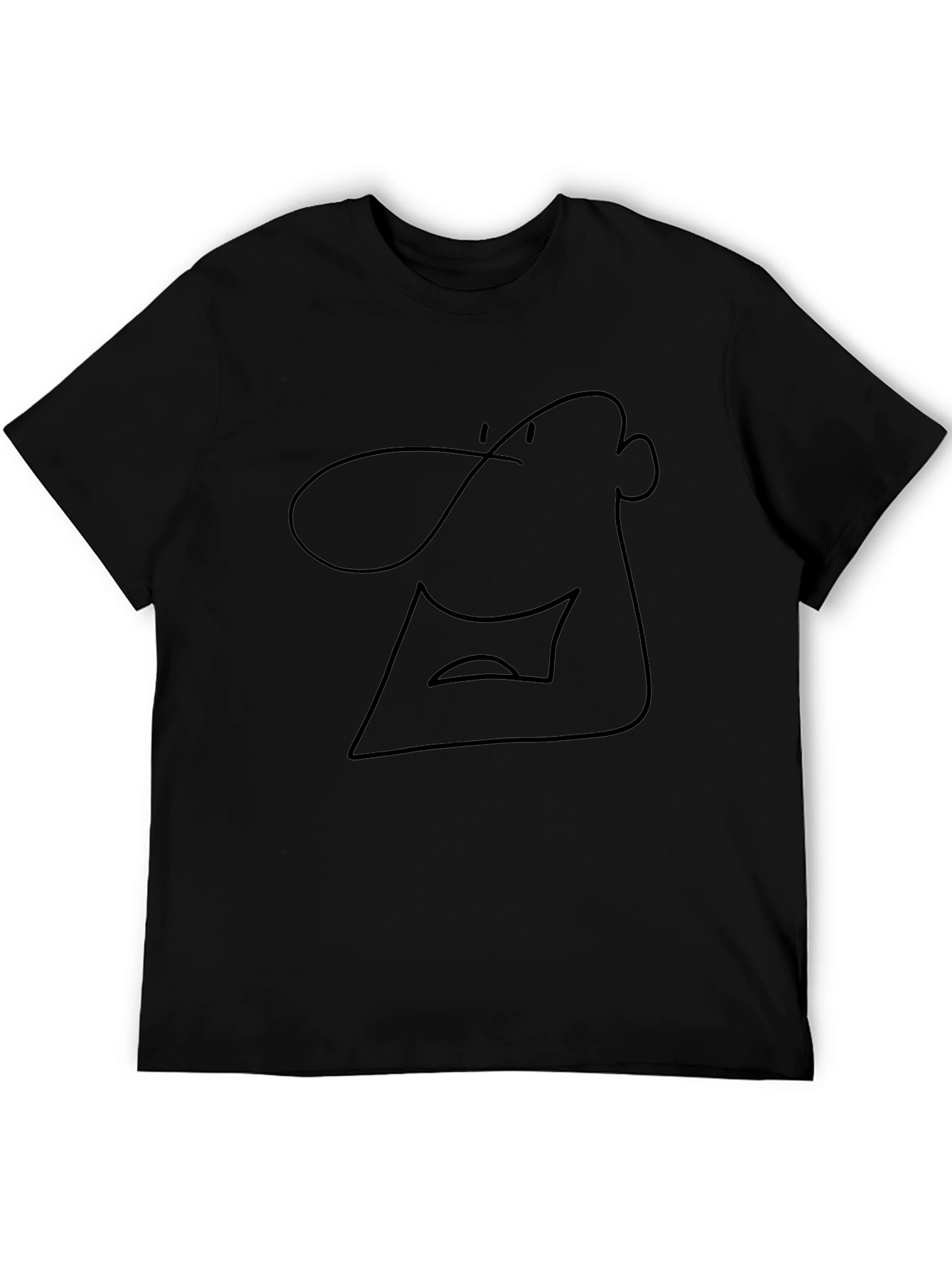 Abstract Line Art Graphic Black T-Shirt