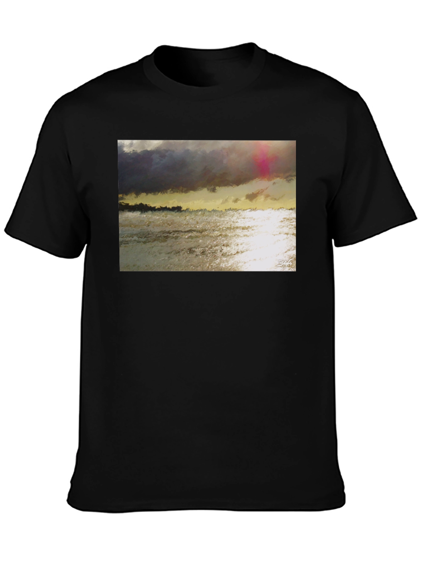 Abstract Seascape Graphic Tee - Artistic Style