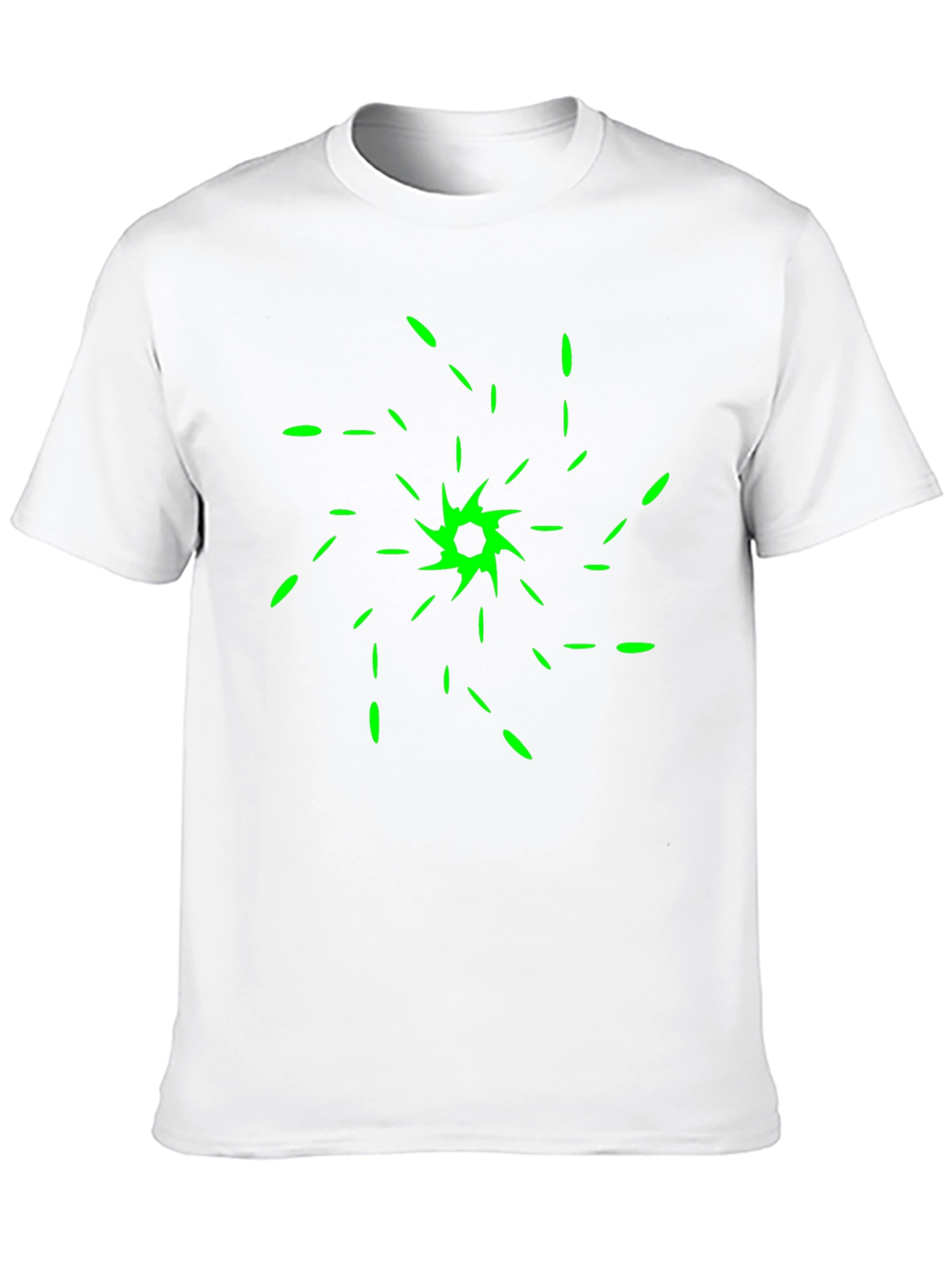 Abstract Green Spiral Design Black T-Shirt