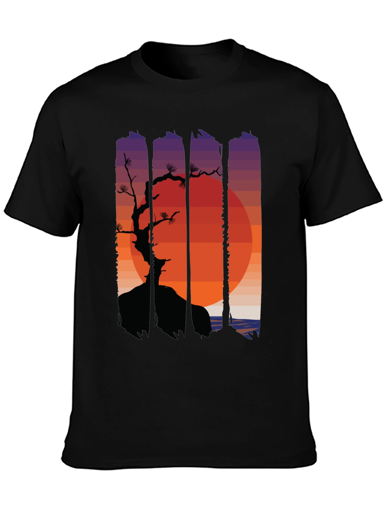 Sunset Bonsai Graphic Tee - Black