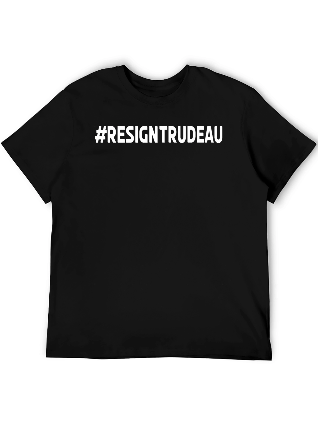 #ResignTrudeau Black Cotton Graphic Tee - Political Statement Shirt