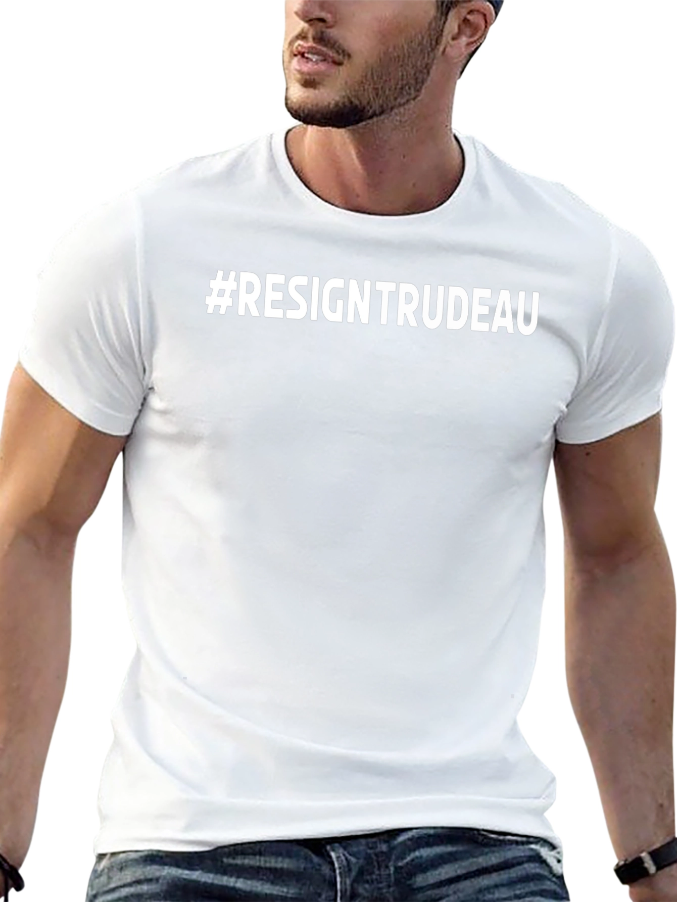 #ResignTrudeau Black Cotton Graphic Tee - Political Statement Shirt