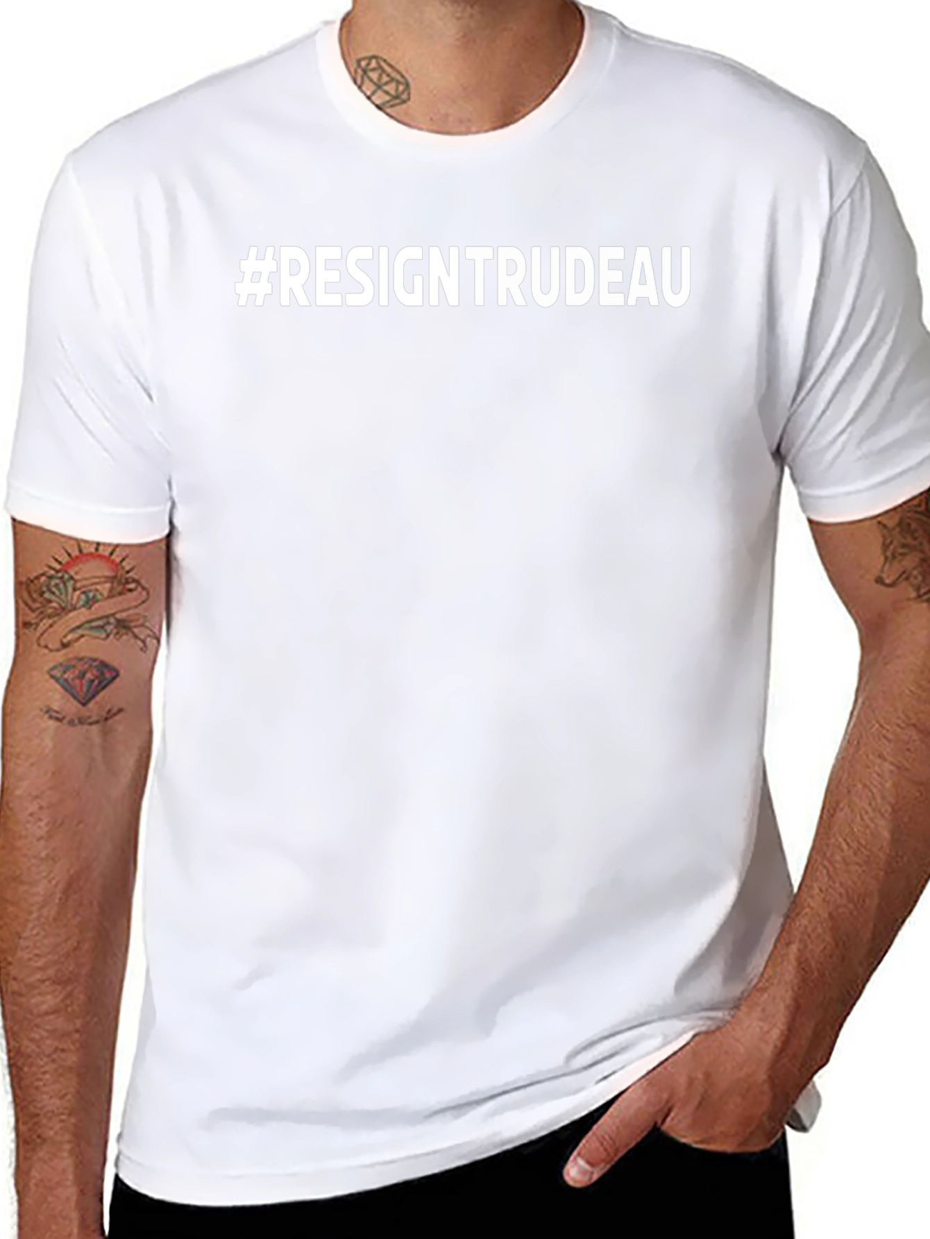 #ResignTrudeau Black Cotton Graphic Tee - Political Statement Shirt