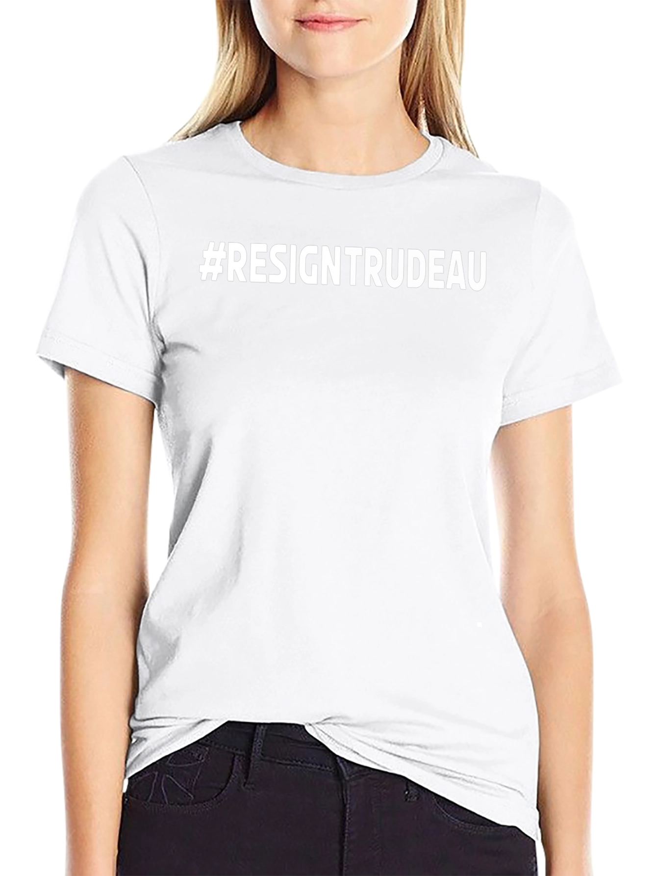 #ResignTrudeau Black Cotton Graphic Tee - Political Statement Shirt