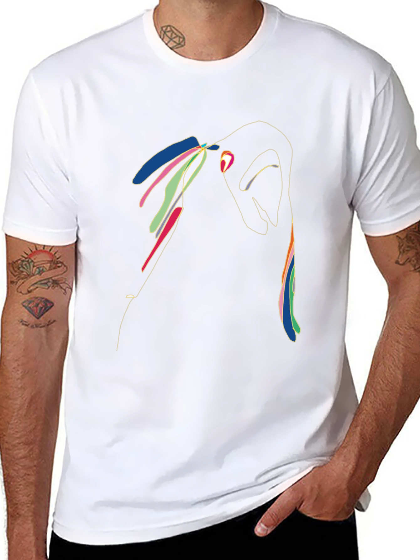 Abstract Line Art Graphic T-Shirt - Modern Artistic Tee