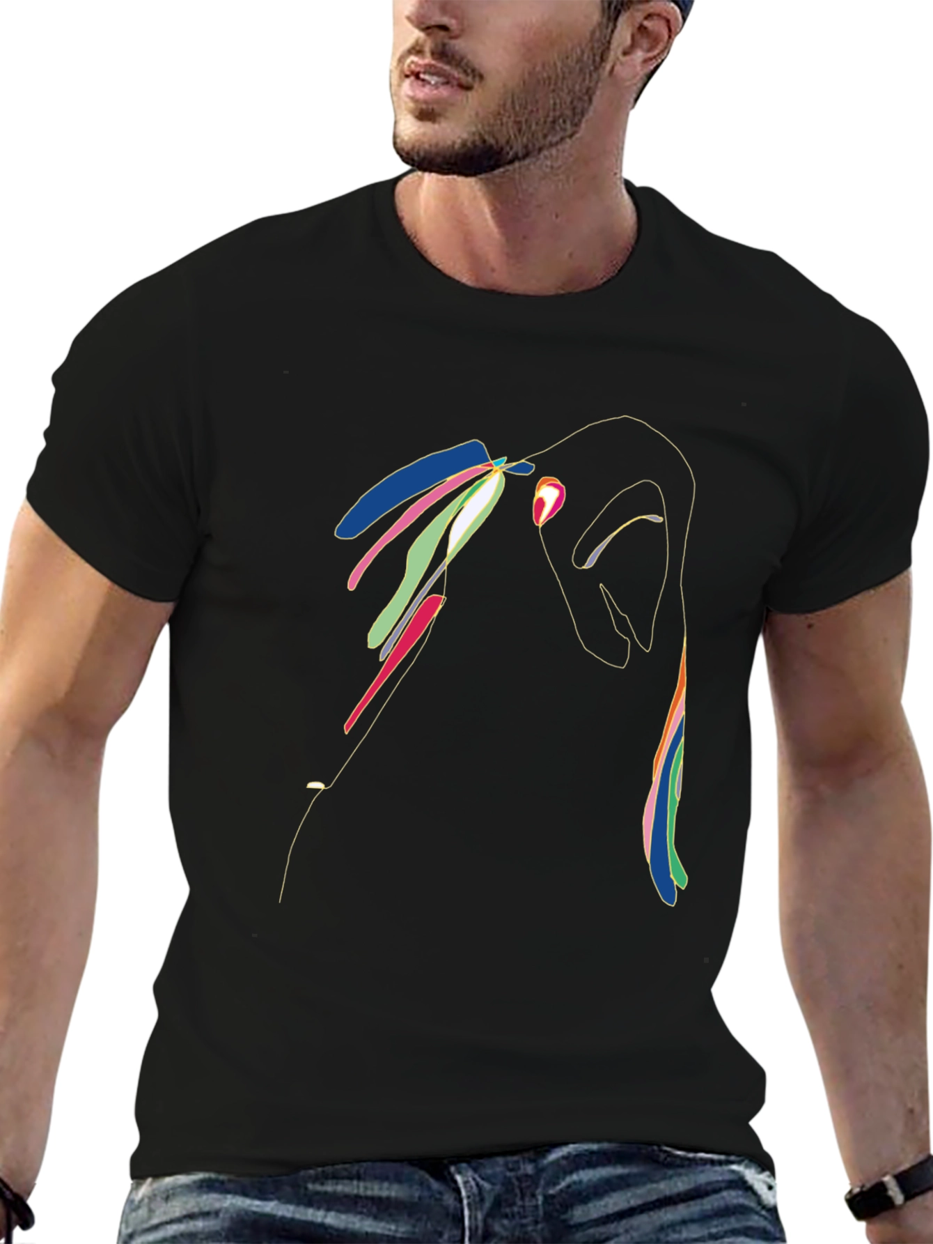 Abstract Line Art Graphic T-Shirt - Modern Artistic Tee