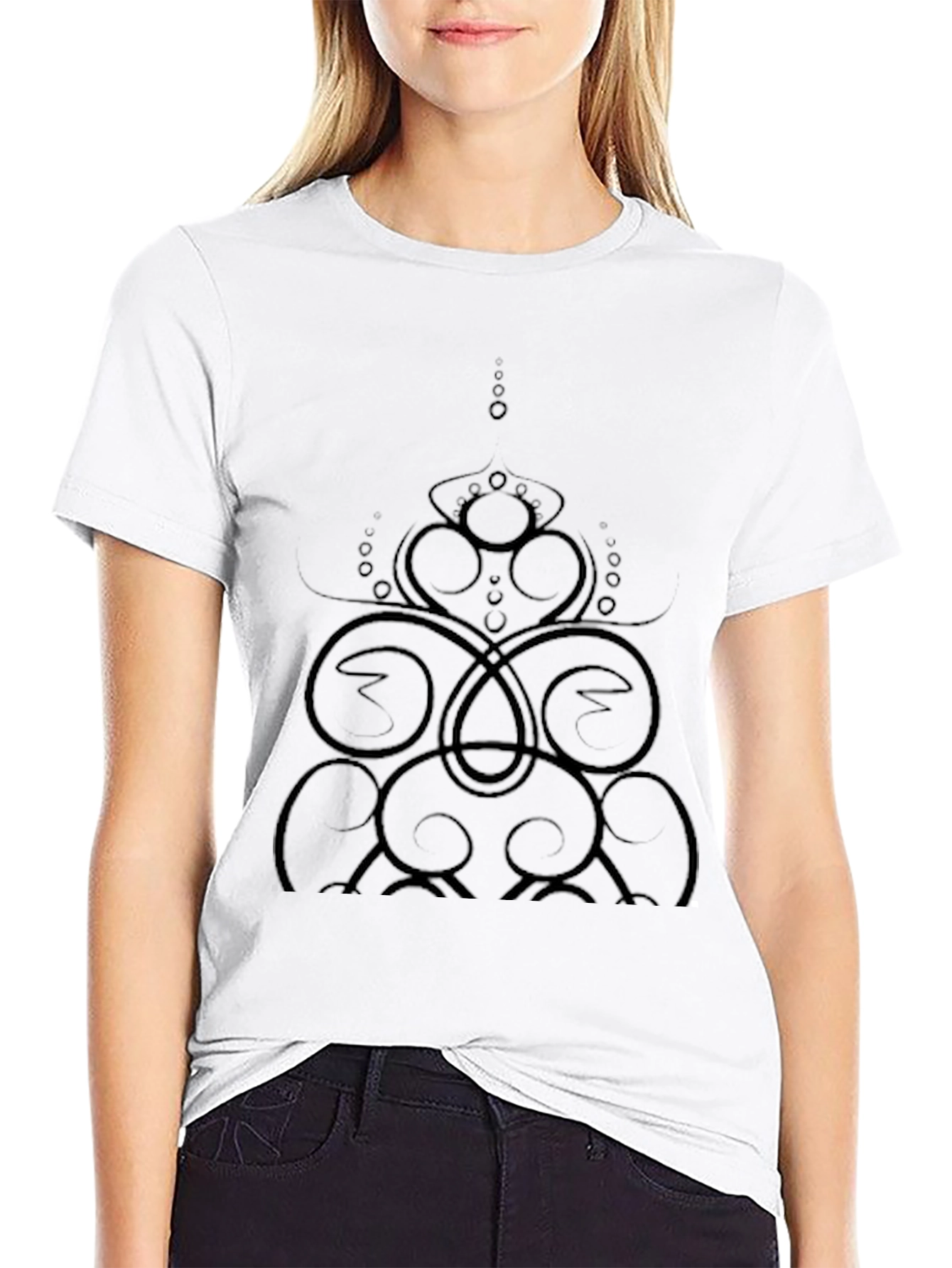 Abstract Swirl Design Black T-Shirt