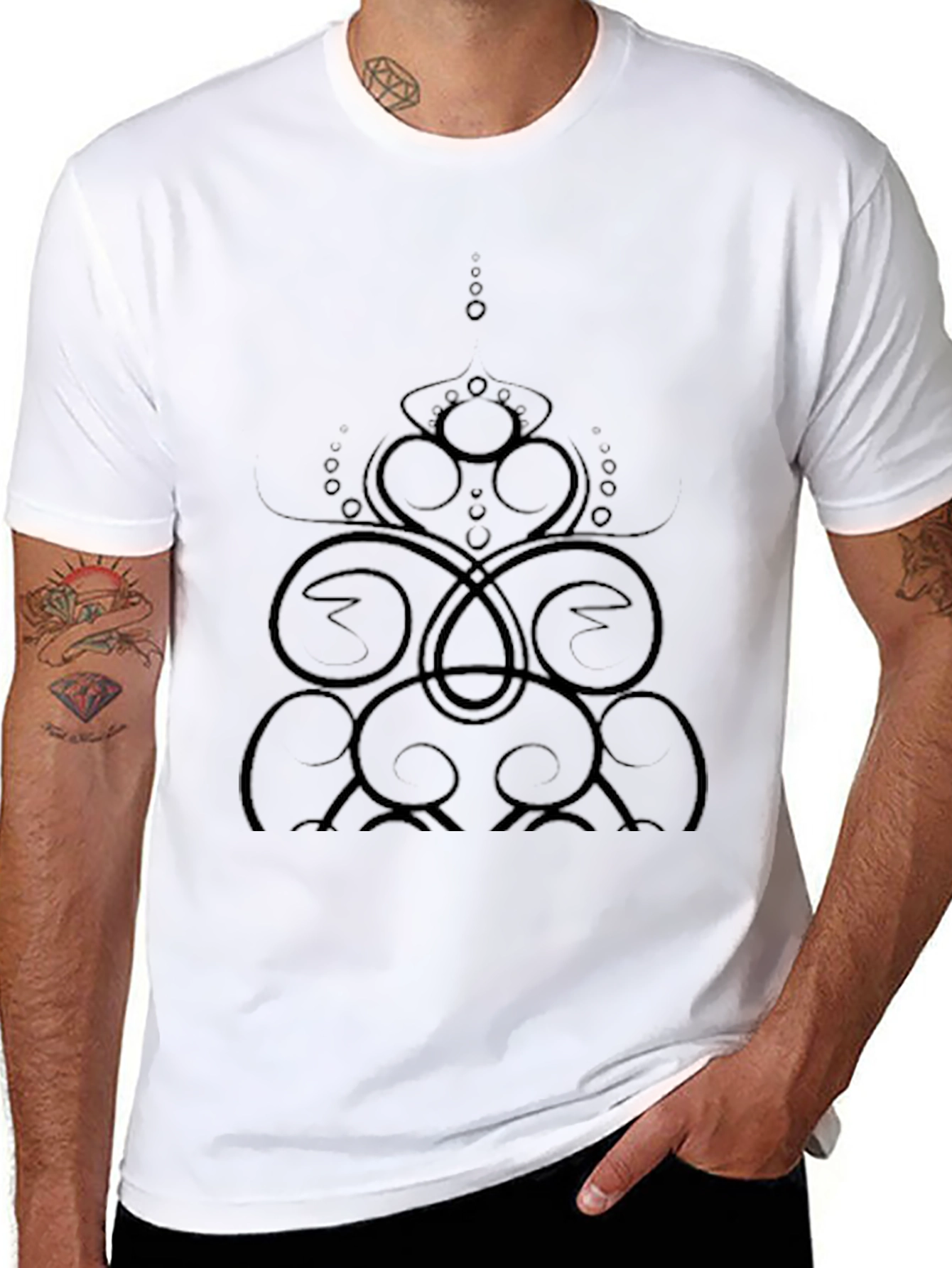 Abstract Swirl Design Black T-Shirt