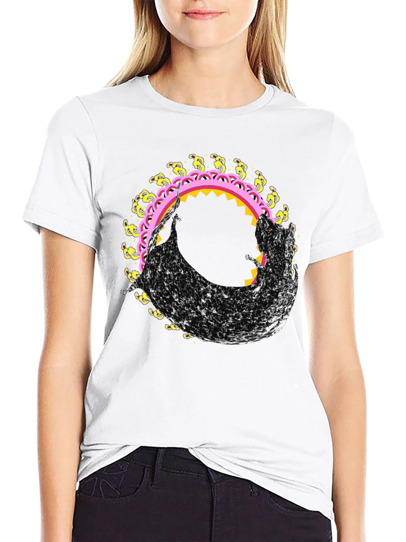 Abstract Graphic Tee - Black Crew Neck T-Shirt