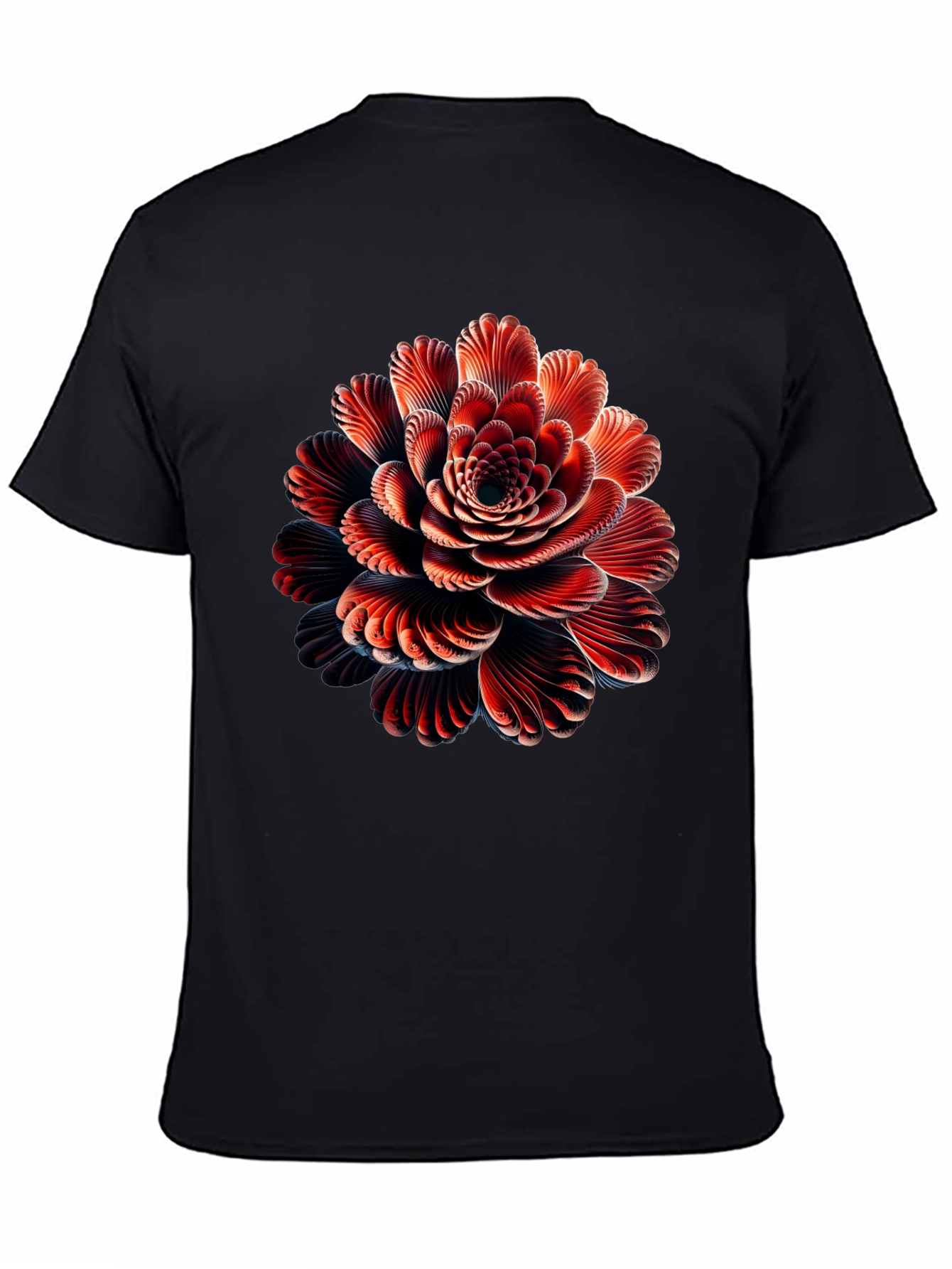 Abstract Flower Graphic Black T-Shirt